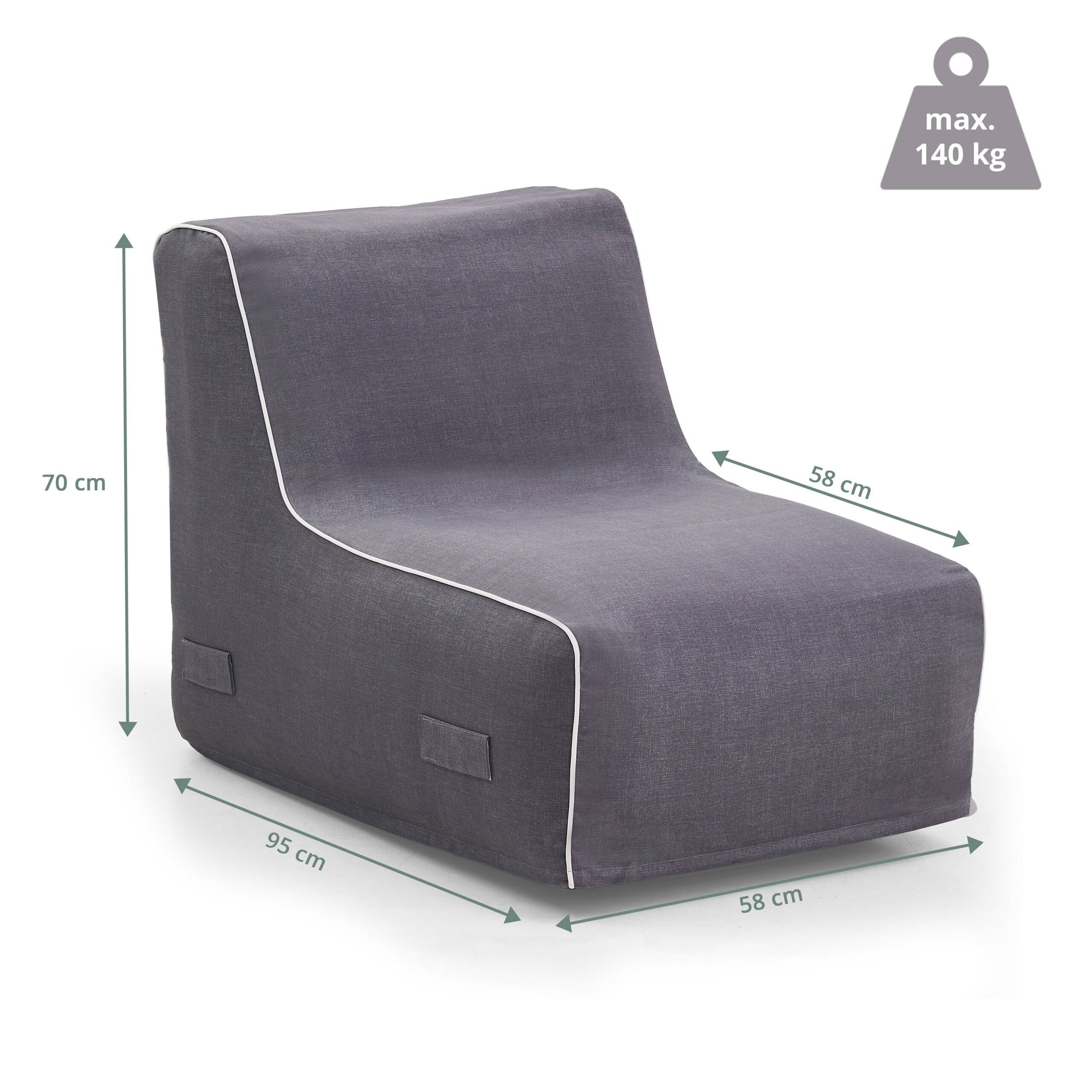 Luftsessel Sitzsack Sitzolo Air inkl. Fußpumpe grau hjh LIVING-1