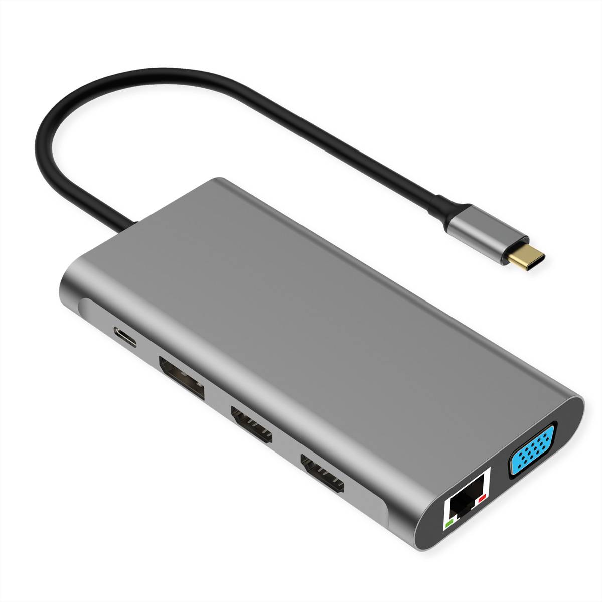 VALUE USB-C Dockingstation, 4k HDMI, DP, VGA, Gigabit Ethernet, USB-C, USB-A, PD-2