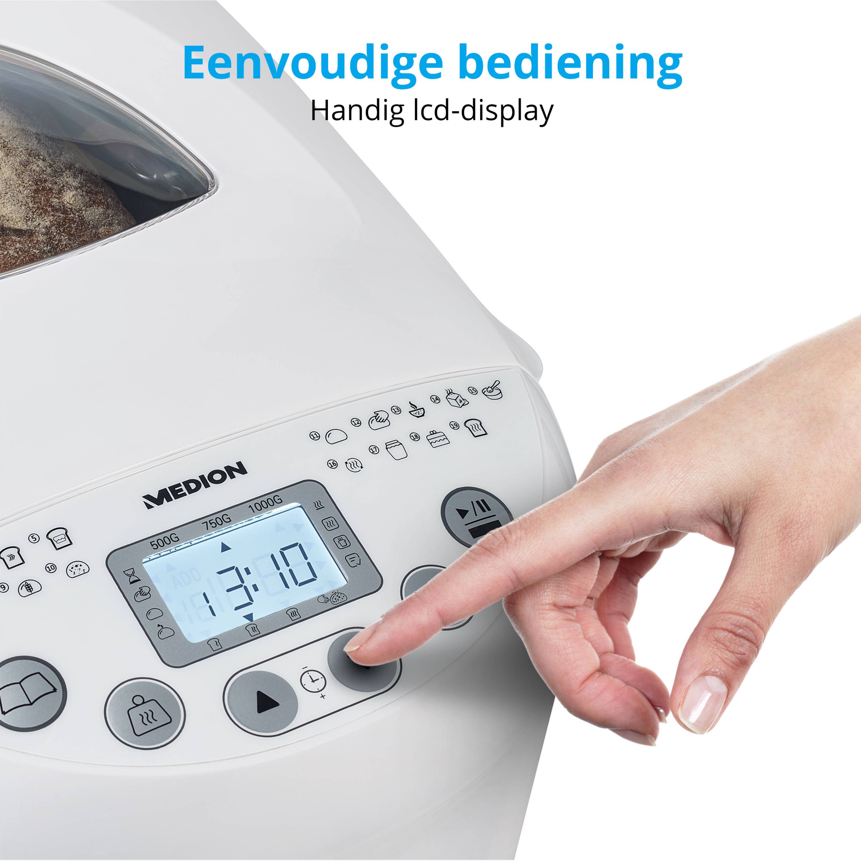 MEDION MD 11011, 1 kg, Startzeitvorwahl, Timer, Warmhaltefunktion, 550 W, Weiß-2