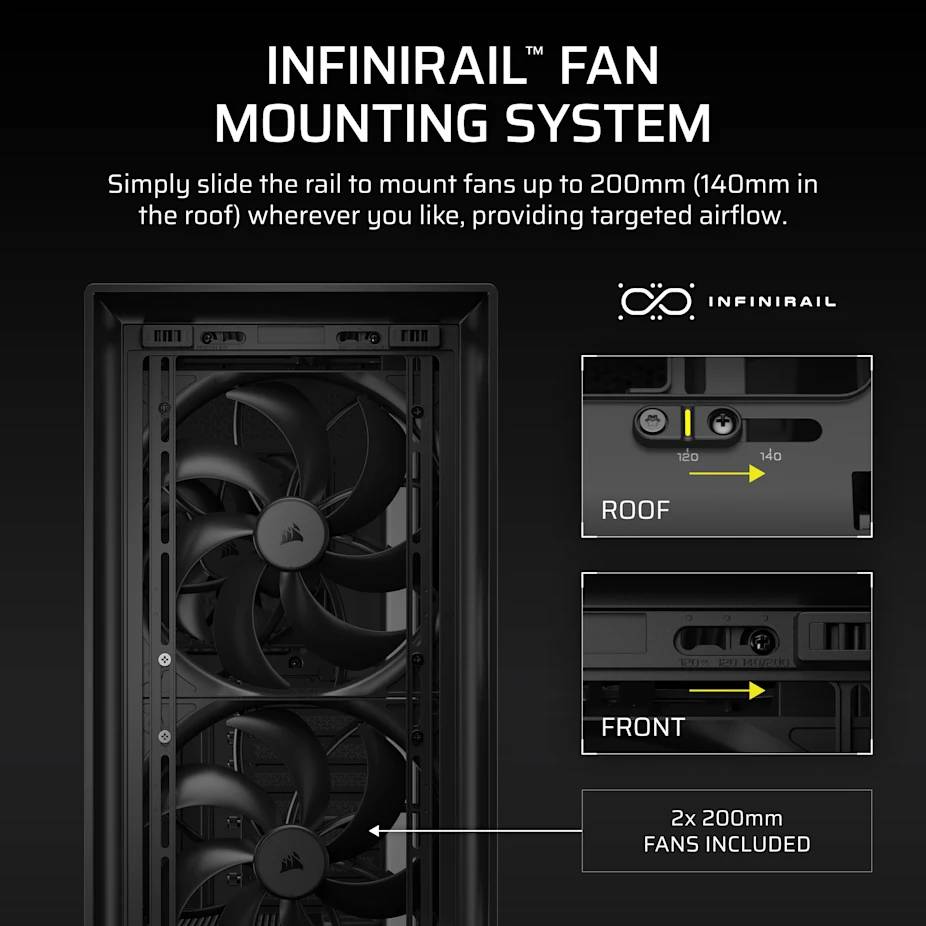 Corsair FRAME 5000D WOOD RS, Midi Tower, PC, Schwarz, Walnuss, ATX, EATX, micro ATX, Mini-ITX, Kunststoff, Stahl, Gehärt-4