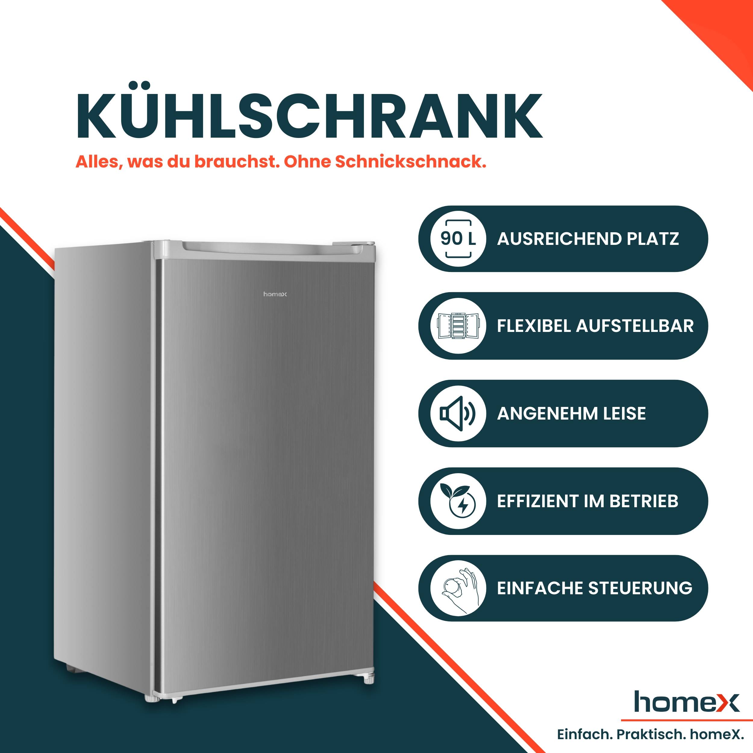 homeX CS0881-S Kühlschrank ohne Gefrierfach, Vollraumkühlschrank klein - 90L Nutzinhalt, freistehend und kompakt, silber-2