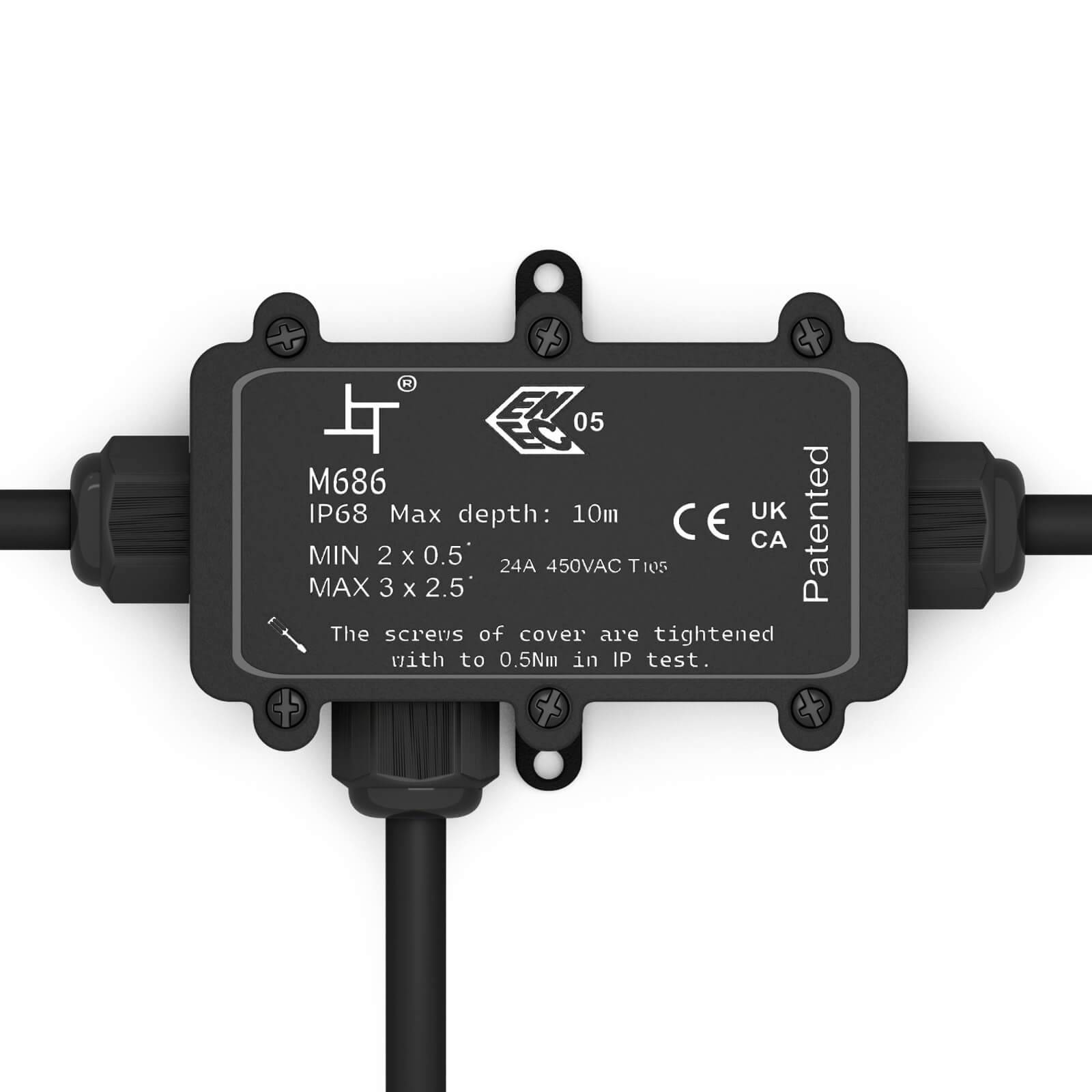 hb-digital Abzweigdose wasserdicht IP68 3 Wege Typ L Installationsdose-4