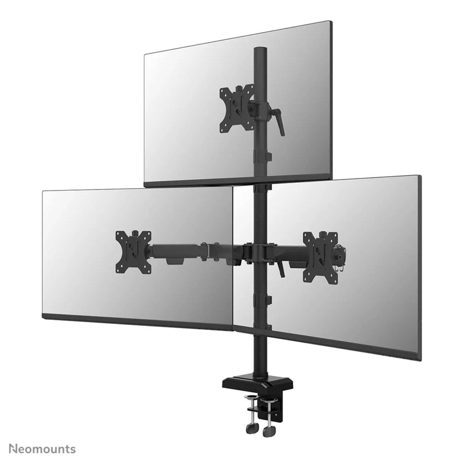 Neomounts Befestigungskit (Monitorarm, Kabeldurchführungsklemme) - Voll beweglich - für 3 Monitore - Stahl - Schwarz - B-0