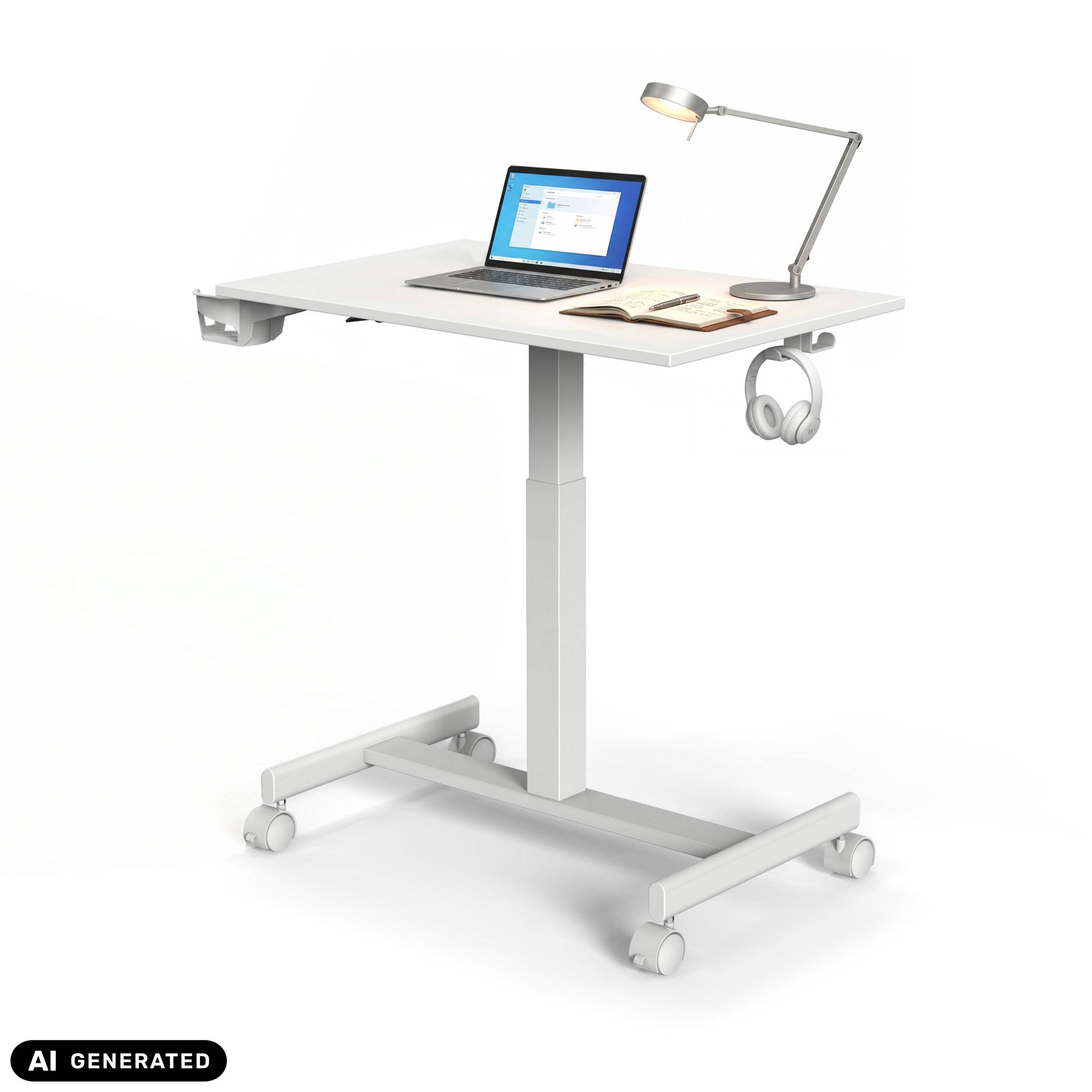 Sitz-/Stehtisch Stand K 71-108 cm inkl. Getränkehalter weiß hjh OFFICE-0