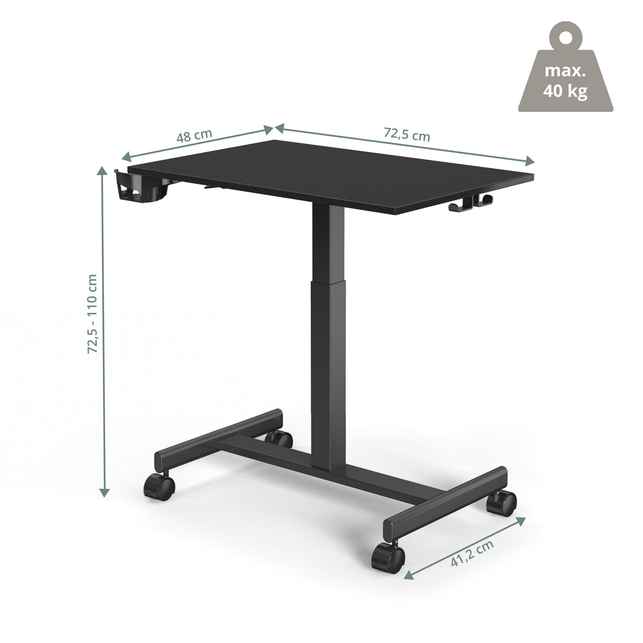 Sitz-/Stehtisch Stand K 72,5-111 cm inkl. Getränkehalter schwarz hjh OFFICE-5