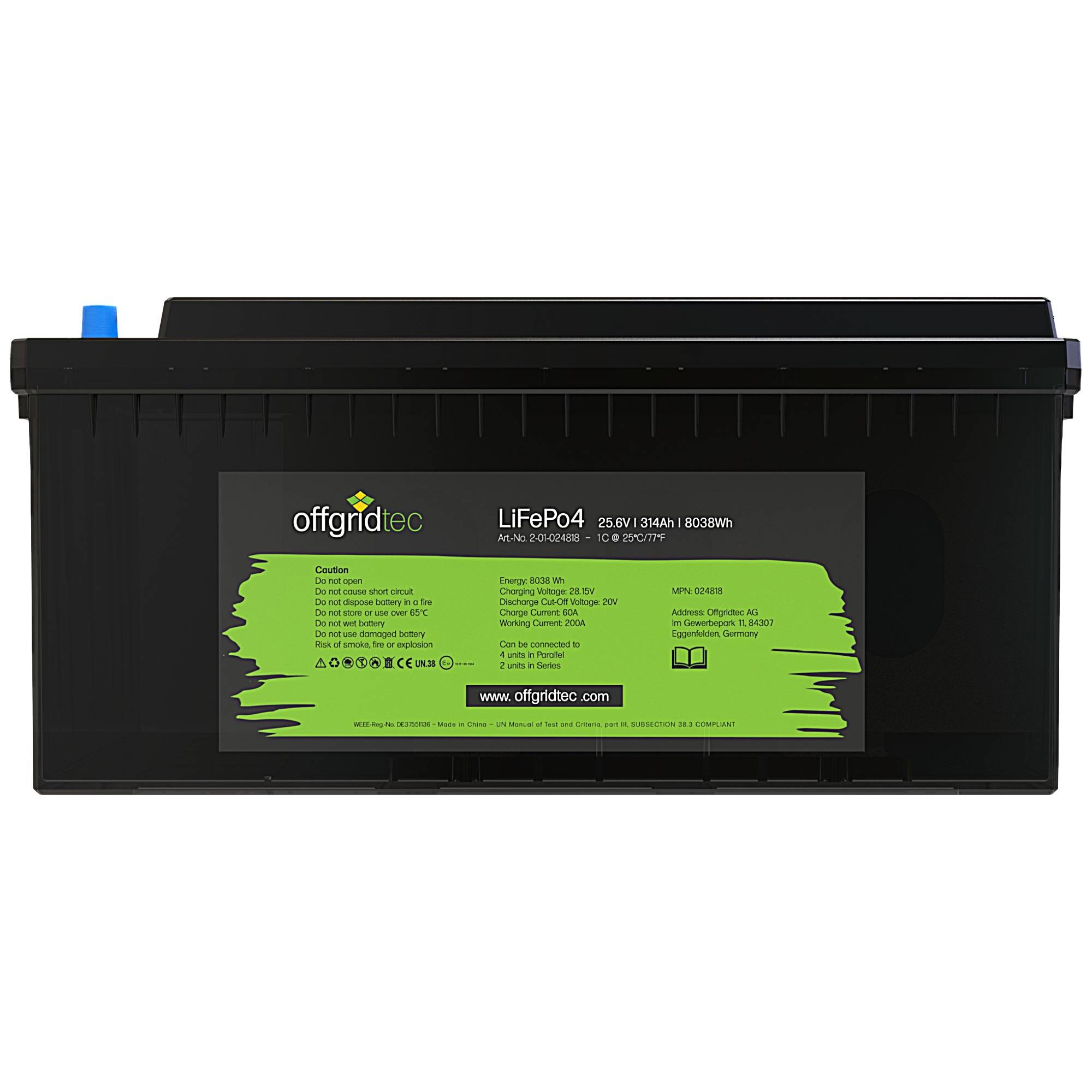 Offgridtec LifePo4 Akku 25,6/300 25,6V 314Ah BMS integriert 8038Wh-1