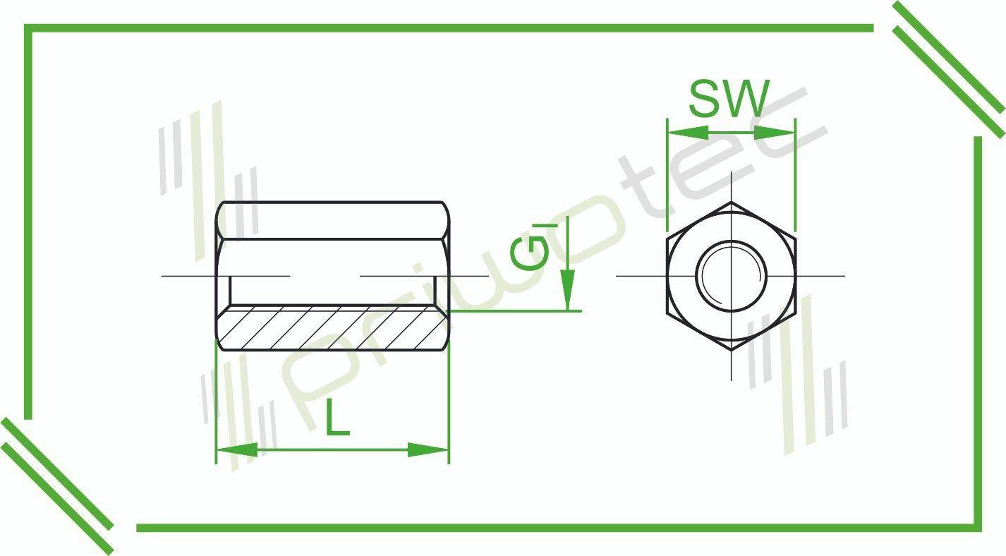 Abstandsbolzen I/I SW5,5x18 I/I=M3 durchgehend MS-NI (100 Stk.)-0