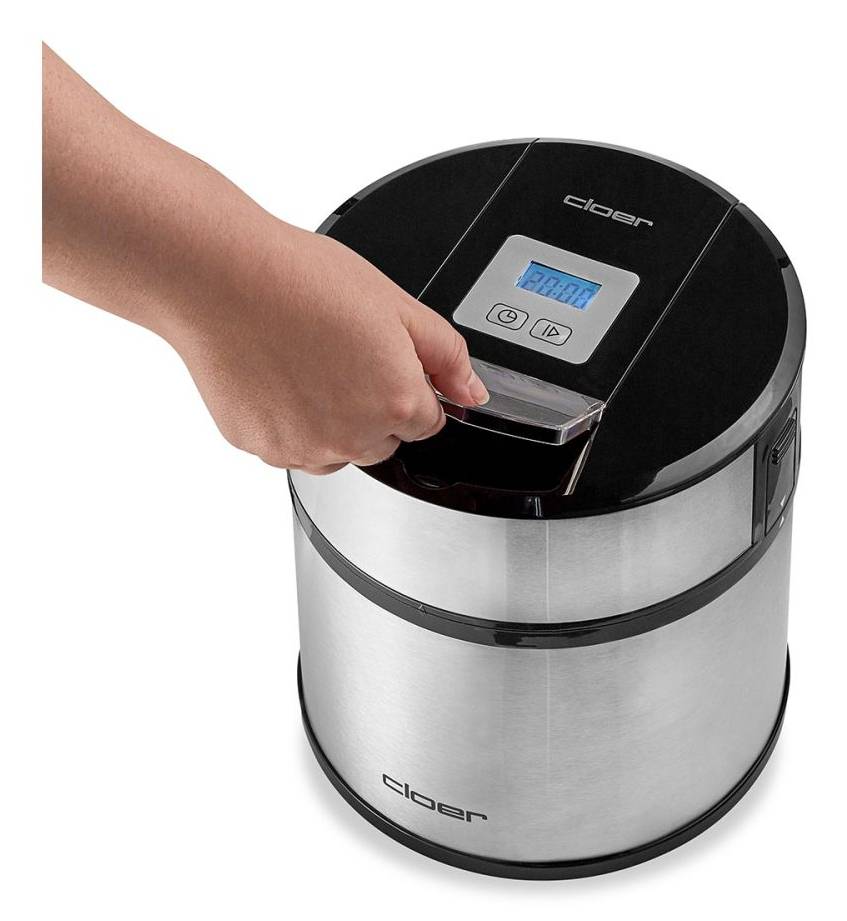 Cloer 9959, Traditionelle Eismaschine, 1,5 l, 1 Becken, Silber, LED, 220 mm-3