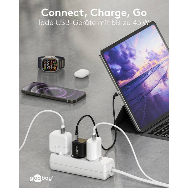 Goobay Nano USB Netzteil 45W Power Delivery GaN Charger, kompaktes universal Ladegerät, USB-C® , Schwarz-3