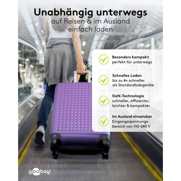 Goobay USB-C® PD GaN Schnellladegerät 25W, Netzladegerät, kompakt, schwarz-6