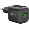 Goobay Nano Dual USB Netzteil 20 W GaN Charger, kompaktes universal Ladegerät, 1x USB-A & 1x USB-C , Schwarz
