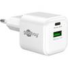 Goobay Nano Dual USB Netzteil 20 W GaN Charger, kompaktes universal Ladegerät, 1x USB-A & 1x USB-C , Weiß