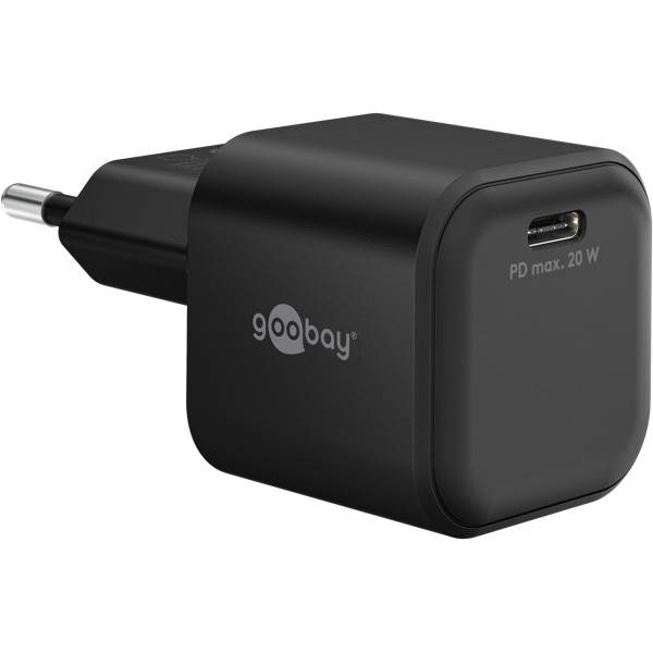 Goobay Nano USB Netzteil 20W Power Delivery GaN Charger, kompaktes universal Ladegerät, USB-C , Schwarz-0