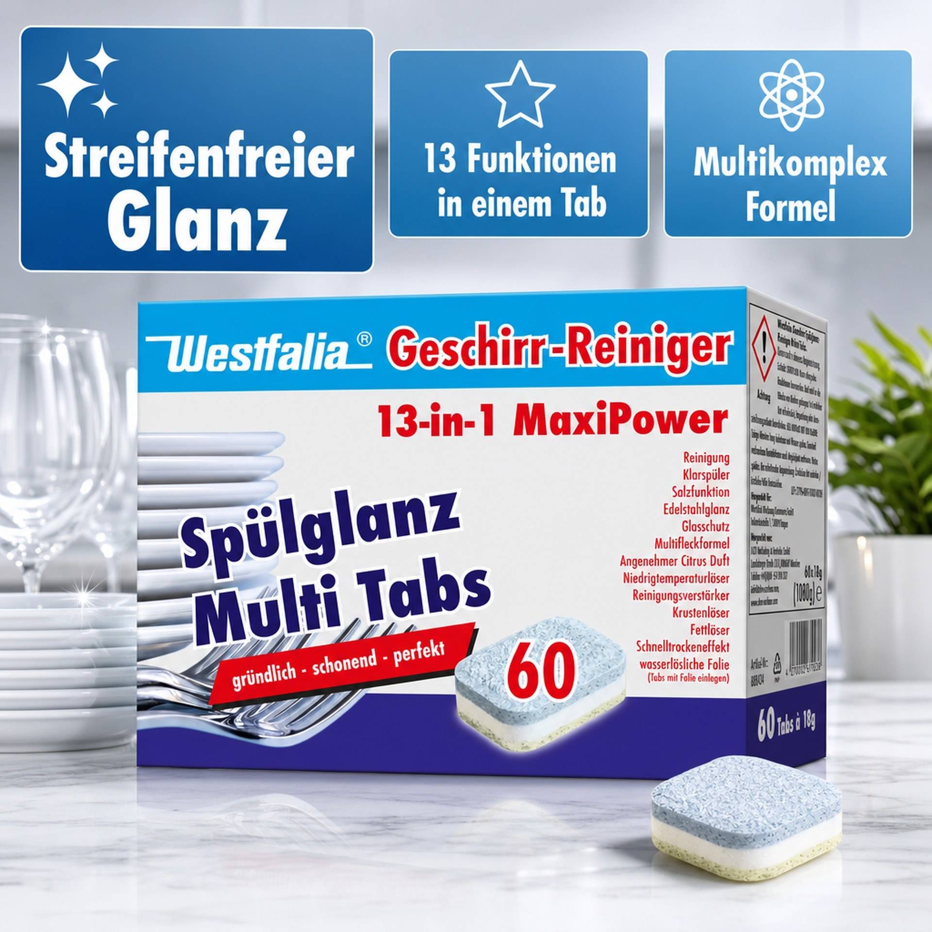 13 in 1 Multifunktions- Geschirrspültabs, 60 Stück-1