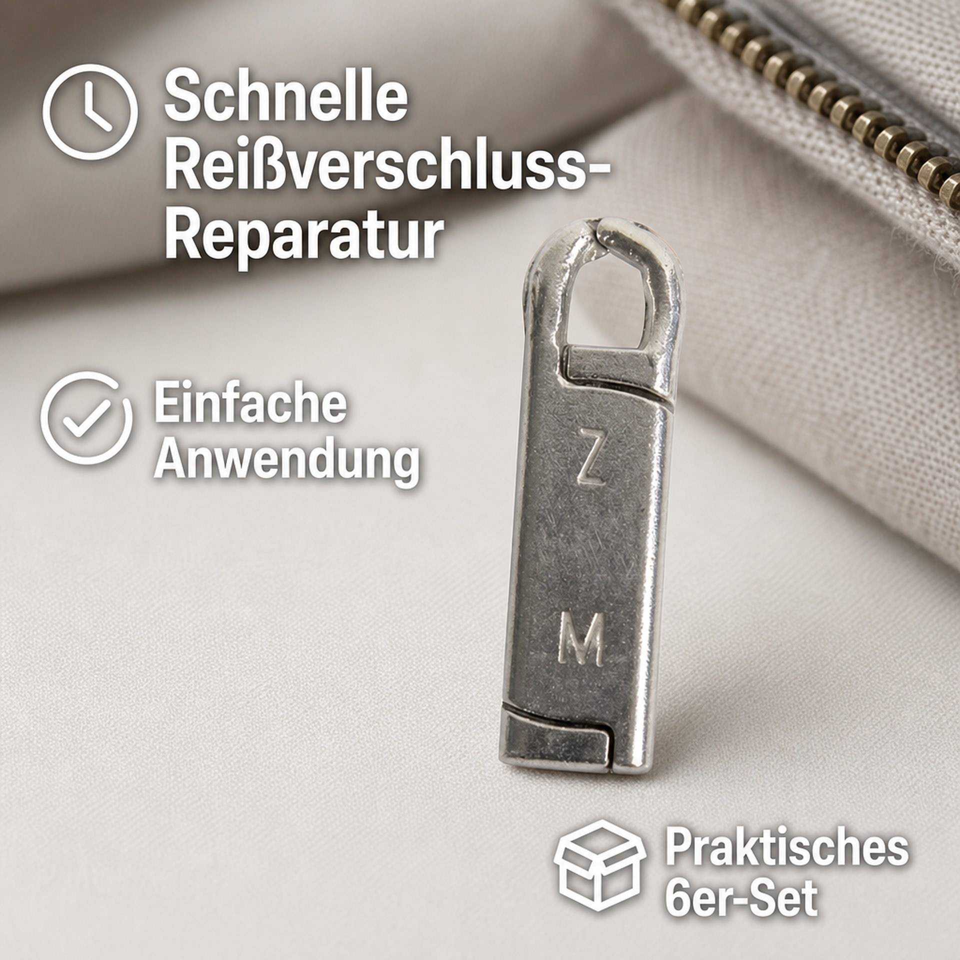 Reißverschluss-Reparatur-Haken, Silberfarben, 6er-Set-3