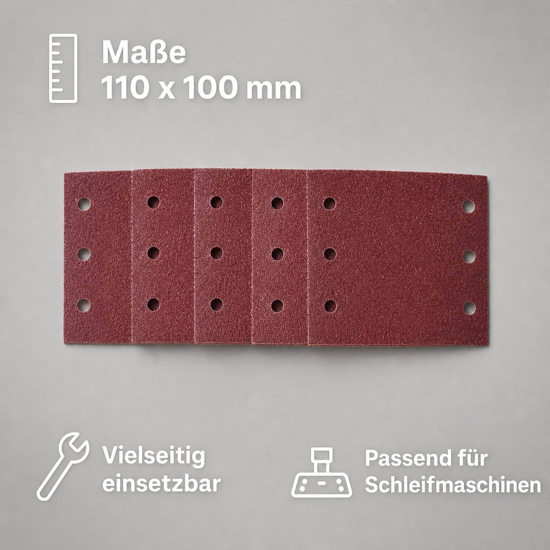 Schleifpapier 110 X 100 mm, Korn 80, 5 Stück-2