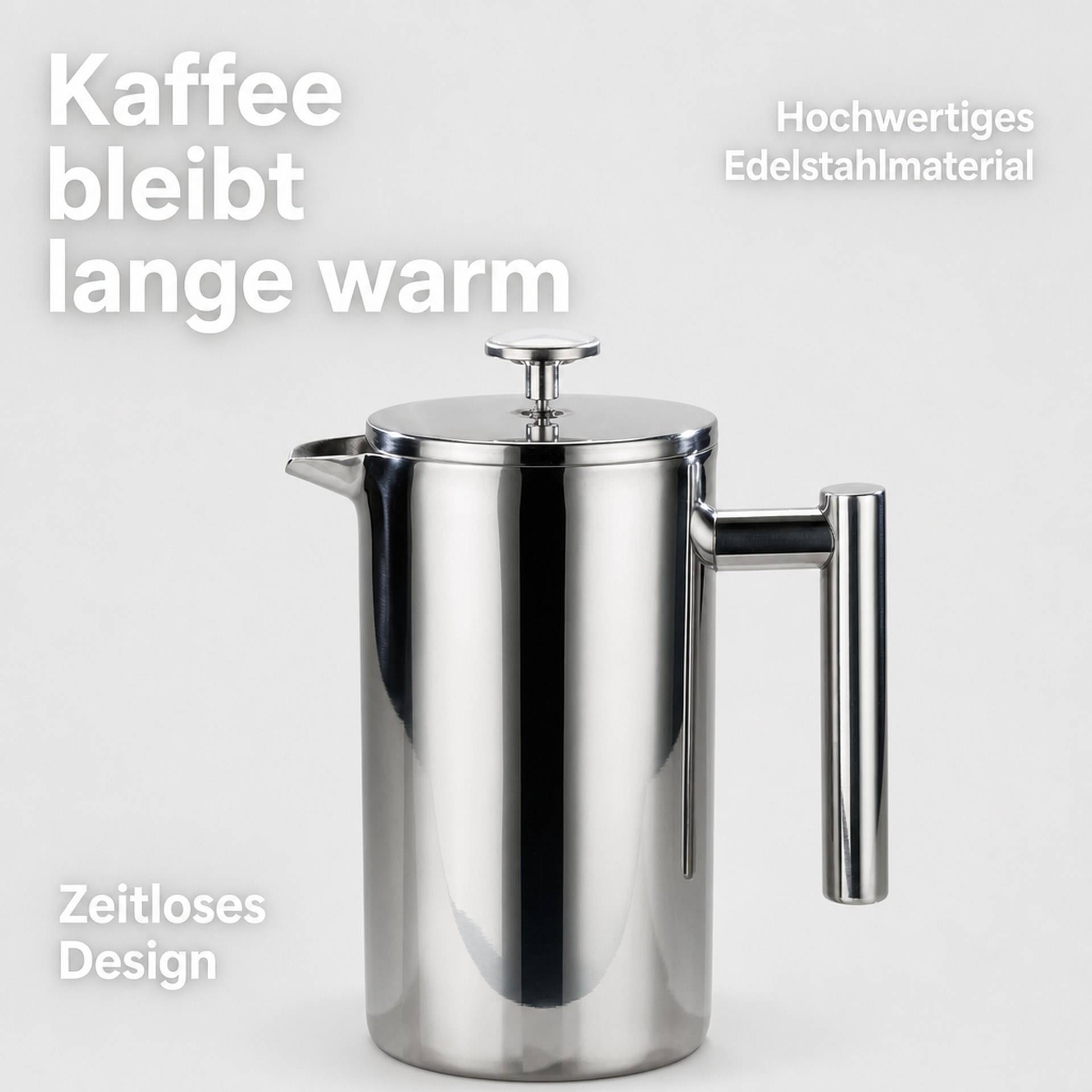Thermo Kaffeezubereiter French Press, Edelstahl-4