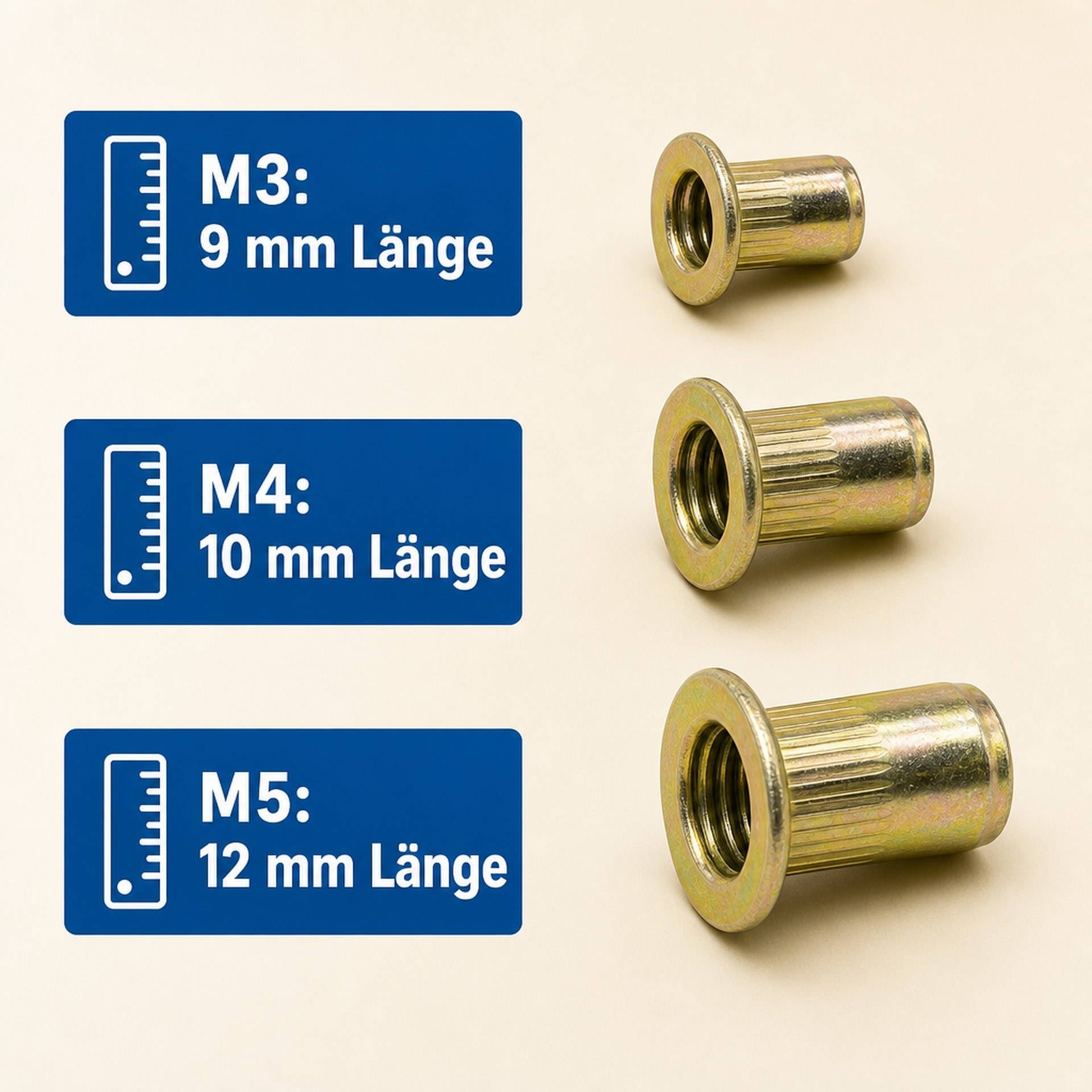 Blindnietmuttern Set 100 tlg.- M3, M4, M5, M6 je 25 Stück-4