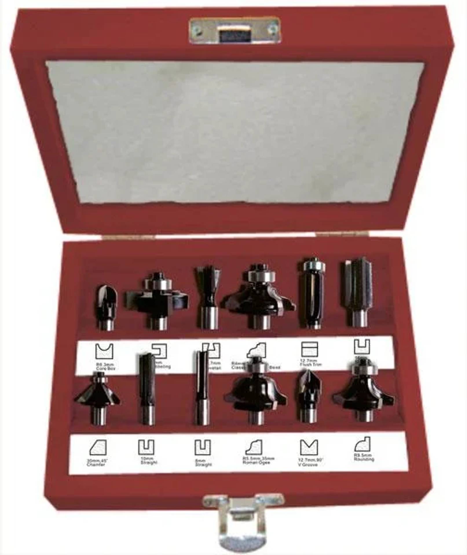 Fräser Satz mit 3 Schneidflächen, 12-teilig, Schaftlänge 42 mm-0