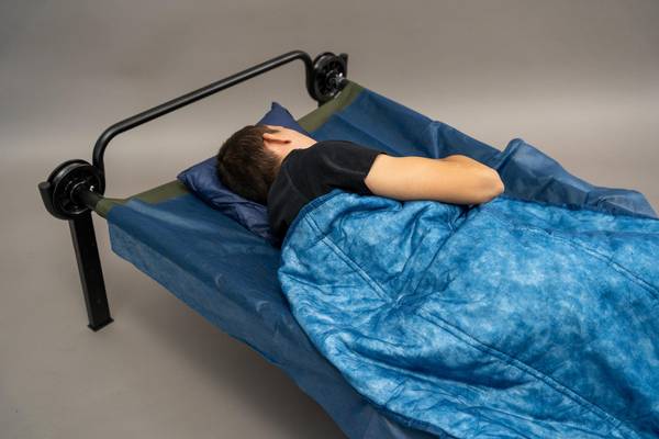 Katastrophenhilfe-Bett-Set Premium, 3-teilig, Baumwollfüllung, blau