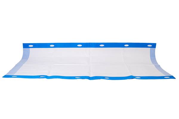 Einmal-Umbettungslaken mit Griffen, 220x90cm, blau, bis 250kg