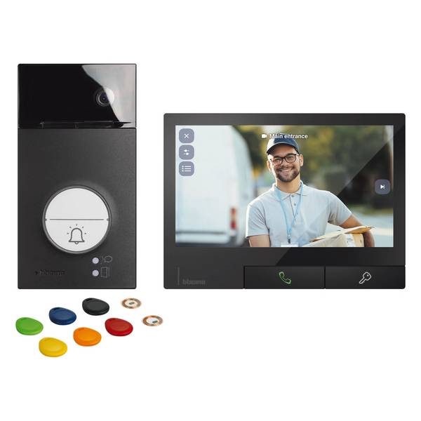 BTICINO Video-Türsprech-Set Flex’ONE, LINEA 3000 schwarz, Classe 300X Dark, WLAN, 2-Draht, 1 Stk.
