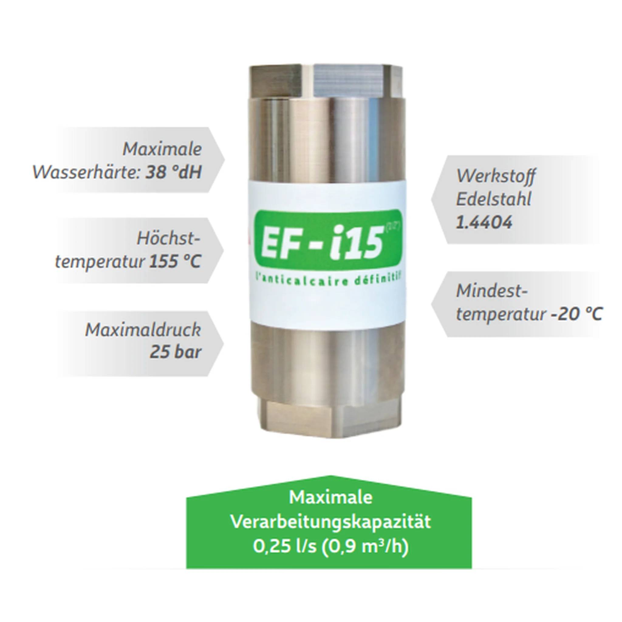 DRAG’EAU Kalkschutzarmatur EF-I15, 1/2" IG, DN15, Edelstahl, 100x45mm, 1 Stk.-0