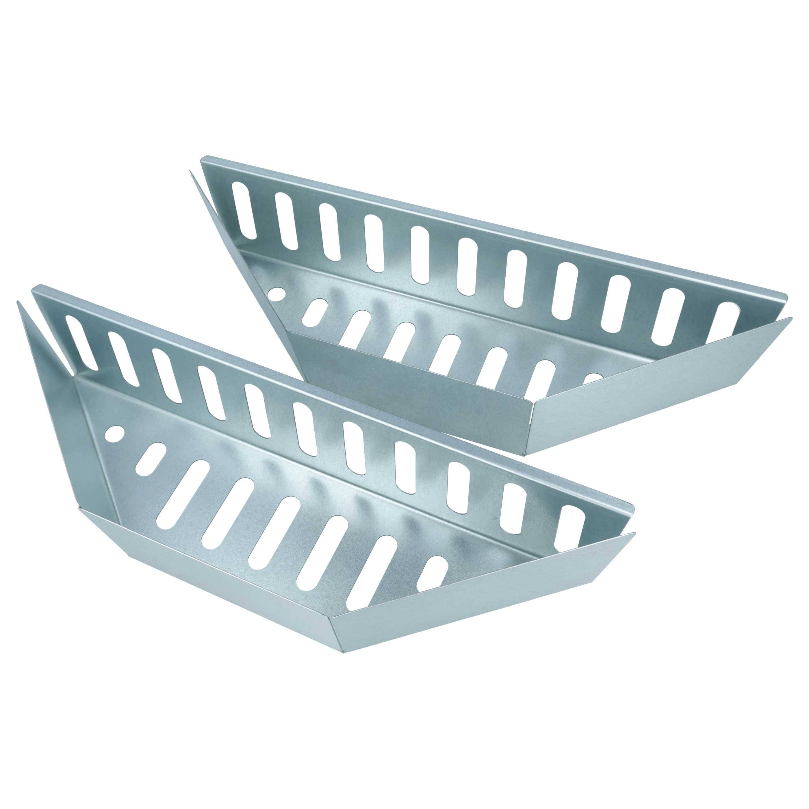 vhbw 2x Kohlekorb für Kugelgrill mit 47 / 57 / 67 cm Durchmesser | 38,5 x 11,8 x 7,5 cm Holzkohlekorb, Edelstahl-0