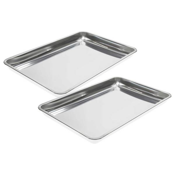 vhbw 2x Fettwanne Ersatz für BGS 7892 für Gasgrills | Auffangschale, Edelstahl, 9 L Kapazität, Vielseitig Einsetzbar