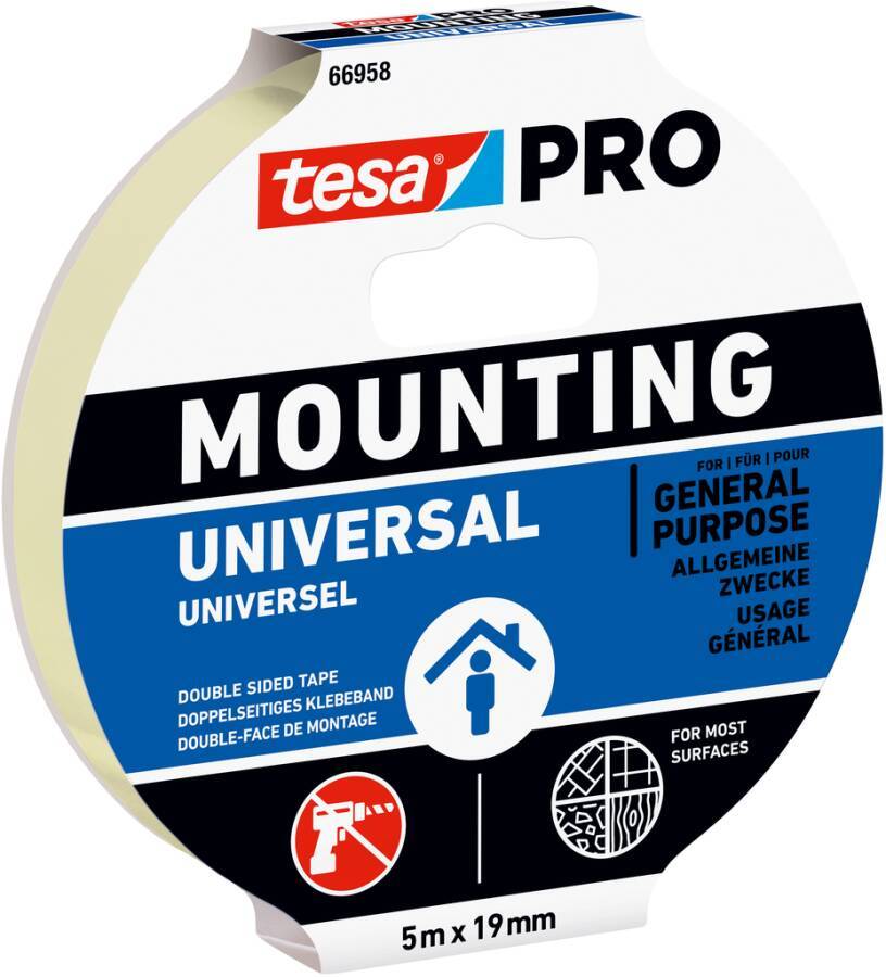 Montageband tesa® PRO 66958 Mounting Universal 66958-00001-00 Farbe weiß Rollenbreite 19 mm Rollenlänge 5 m Dicke 1,05-0