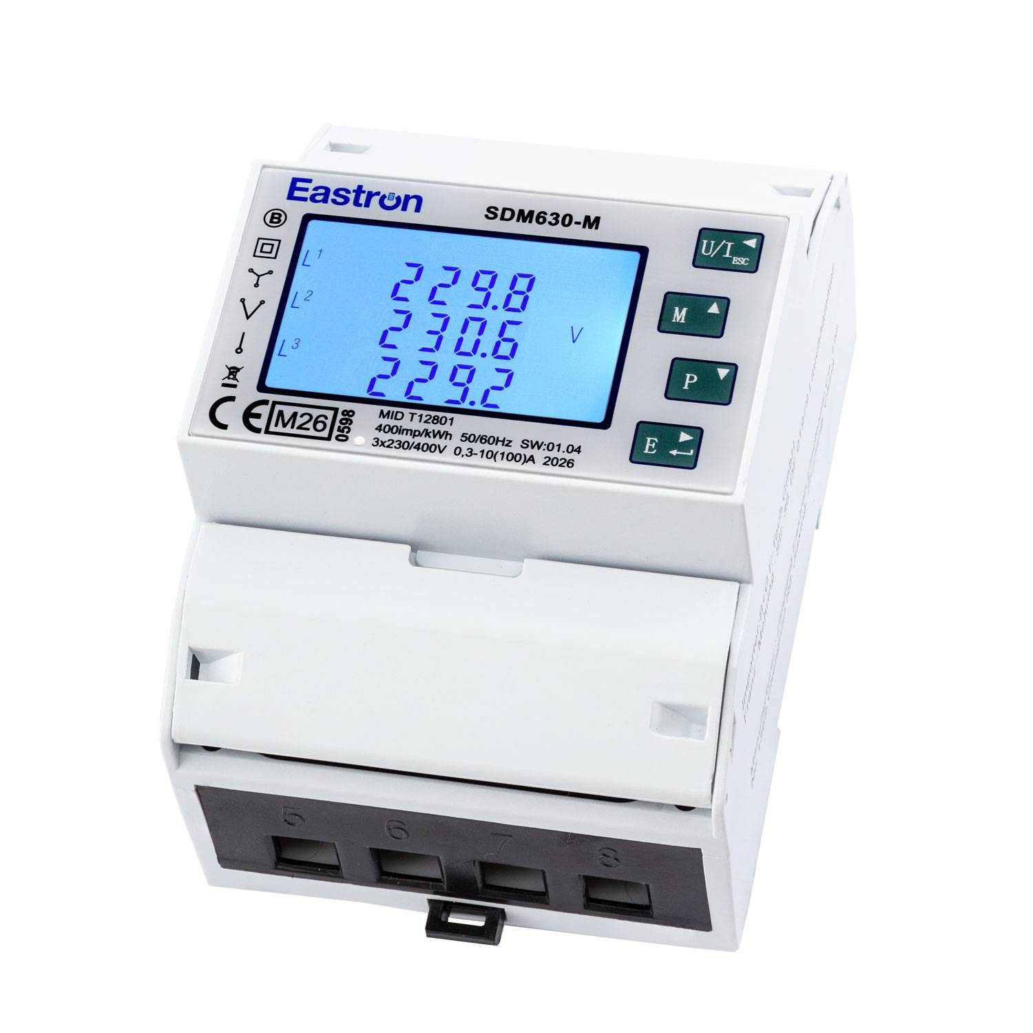 EASTRON SDM630-M M26 - Drehstromzähler Import/Export 4TE 100A S0 RS485-0