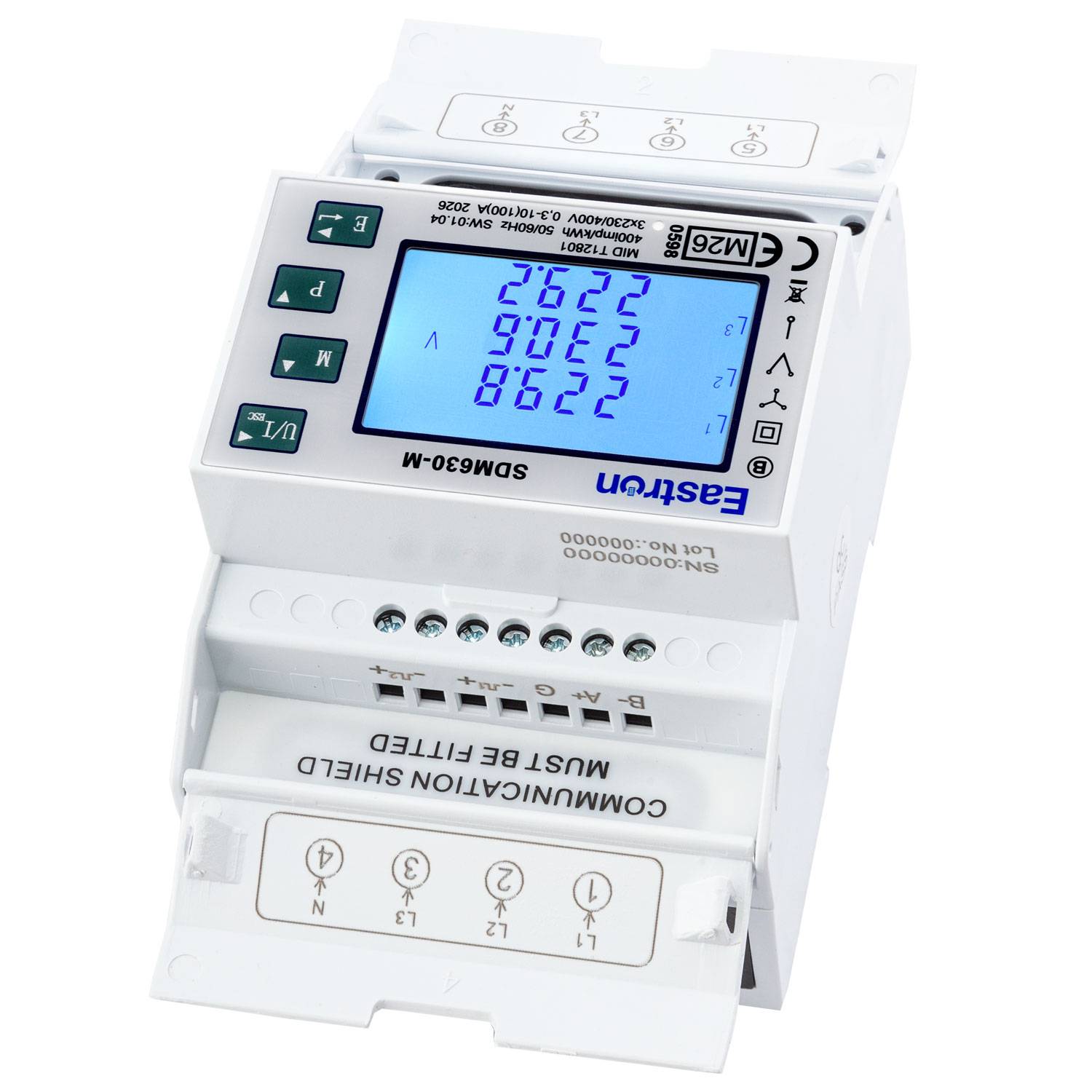 EASTRON SDM630-M M26 - Drehstromzähler Import/Export 4TE 100A S0 RS485-2