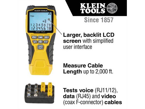 KLEIN TOOLS VDV501-851 Scout® Pro 3 Starter Kit, EU-Version, Vielseitiger Kabeltester für Sprach-, Daten- und Videosyst