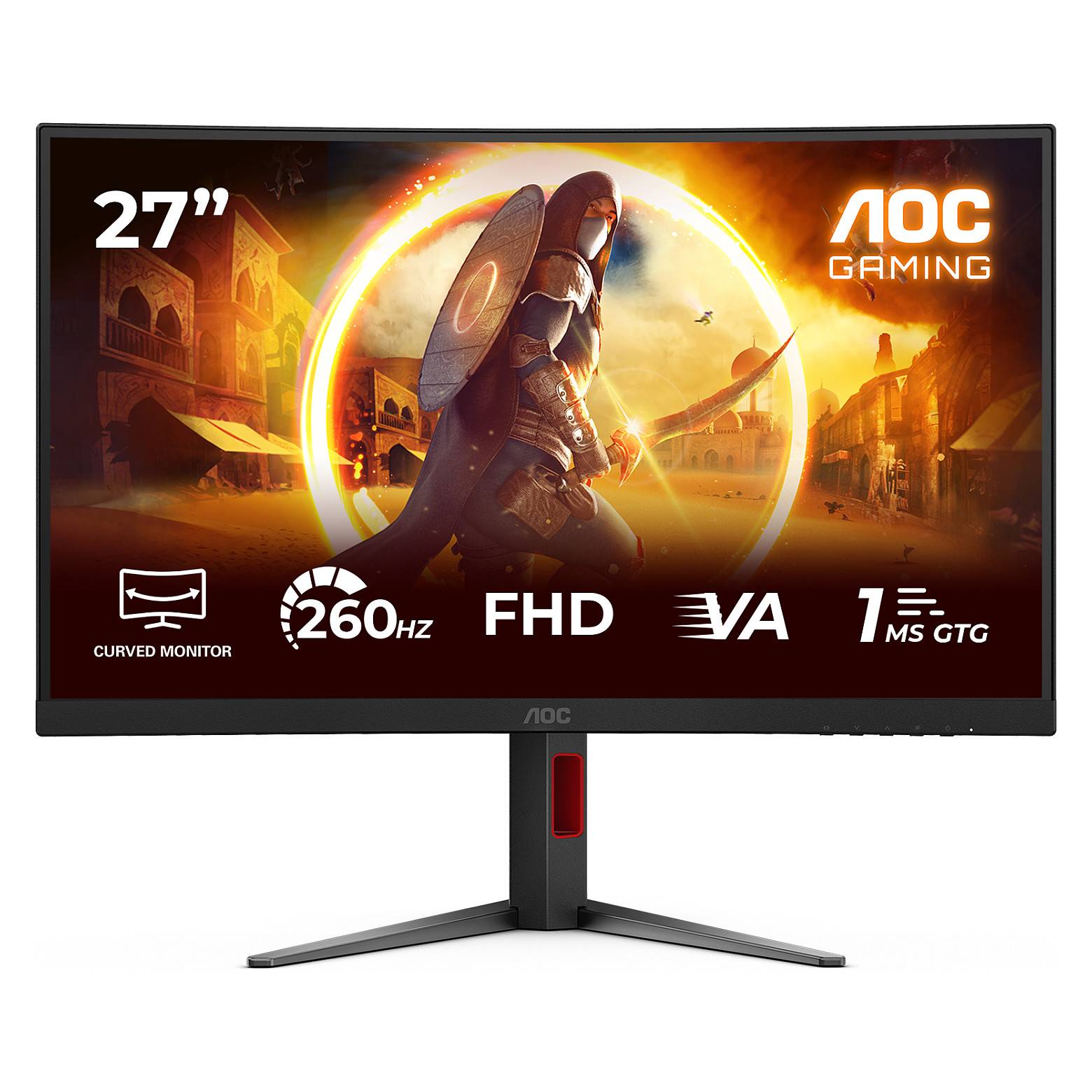AOC Gaming G4 Series LED-Monitor gebogen 68,5 cm 27" 1920 x 1080 Full HD @ 260 Hz VA 300 cd/m² 3000:1 HDR10 0,3 ms-0