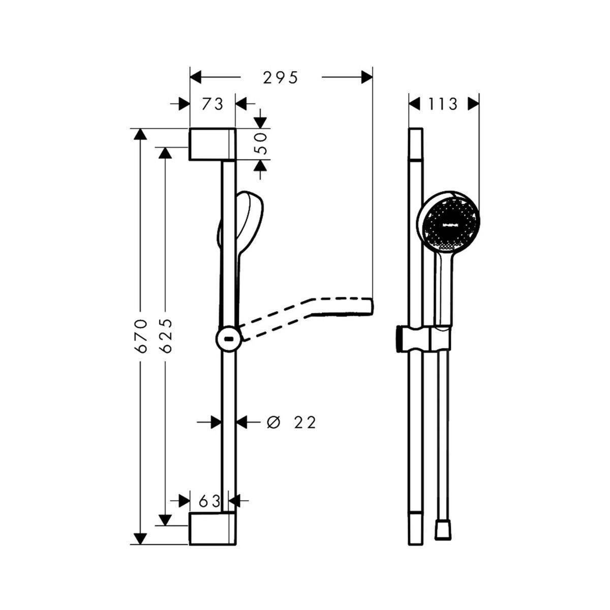 hansgrohe Activera Select S Brauseset 95 2jet EcoSmart+ mit Brausestange 65 cm, Mattschwarz-1