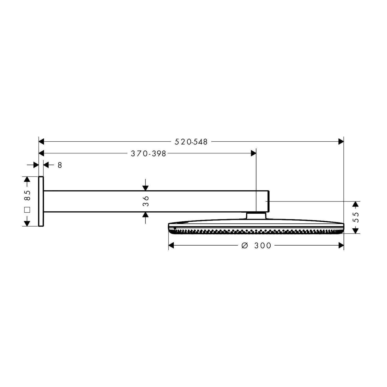 Hansgrohe Raindance Alive S Kopfbrause 300mm, 10,1l/min, 2jet, Brausearm, Chrom-1
