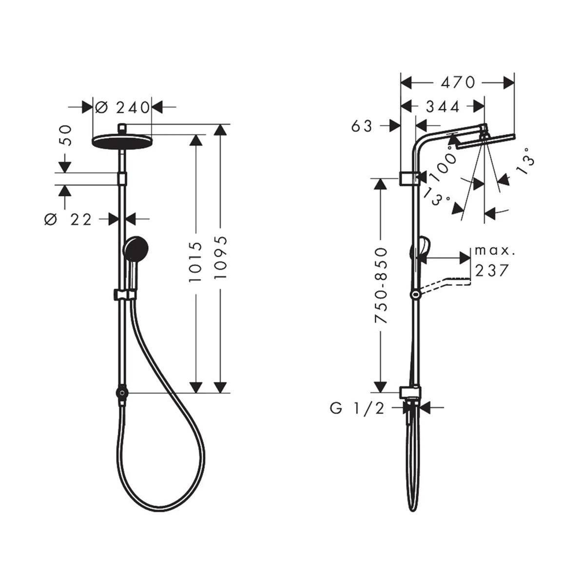 hansgrohe Activera S Showerpipe 240 1jet EcoSmart Reno Varia, Chrom-3