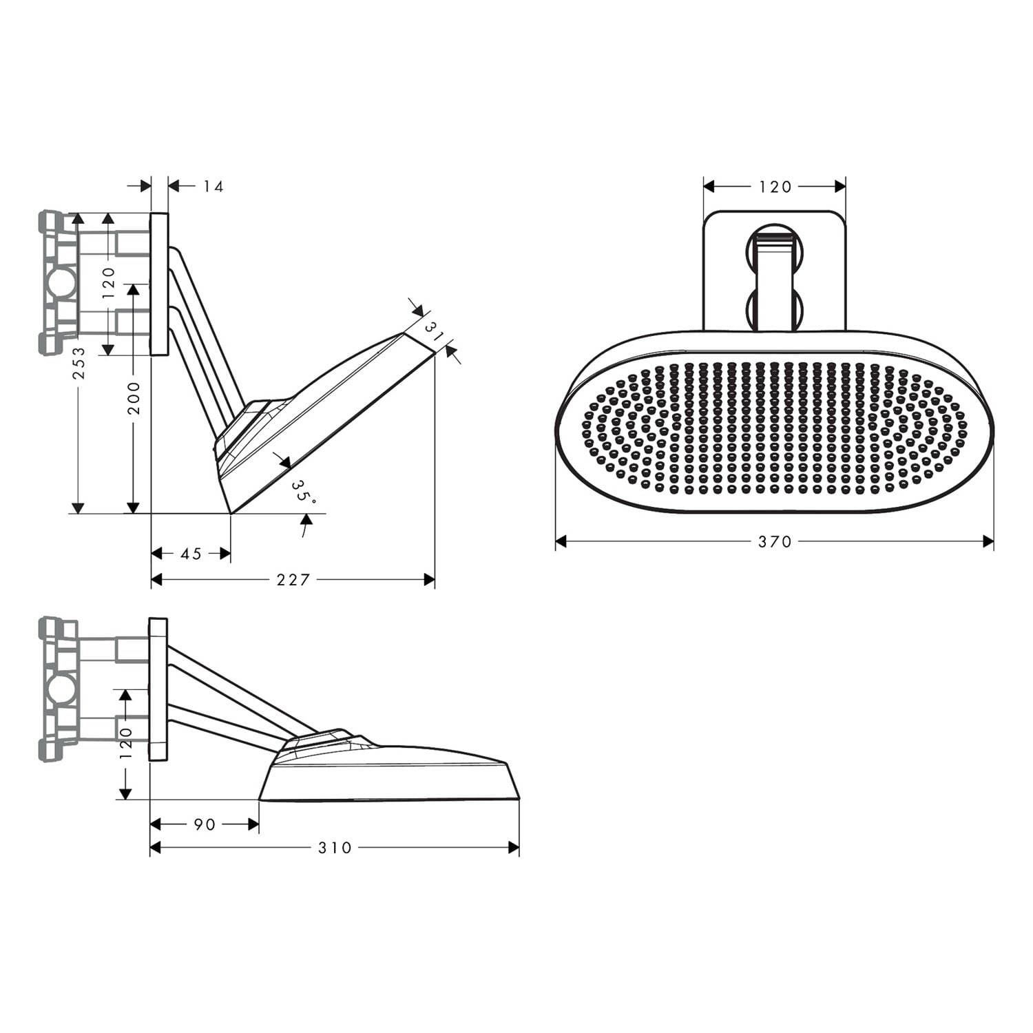 AXOR ShowerSphere Kopfbrause 370/220 2jet mit beweglichem Brausearm, Brushed Bronze-1