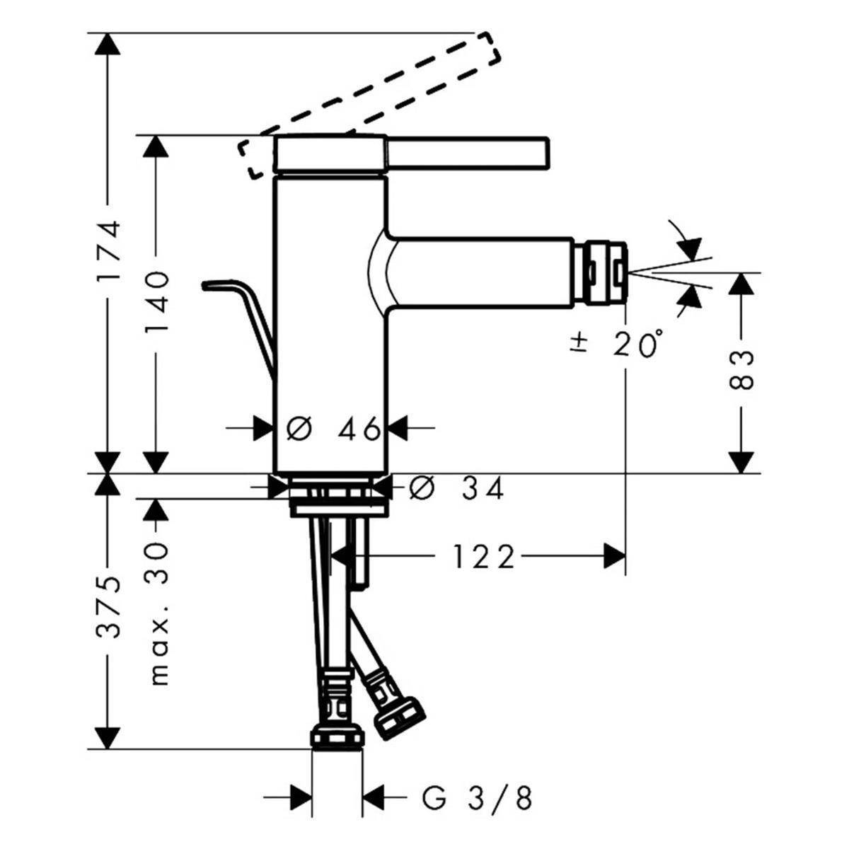 Hansgrohe Zesis S Einhebel-Bidetmischer mit Zugstangen-Ablaufgarnitur, Mattschwarz-1