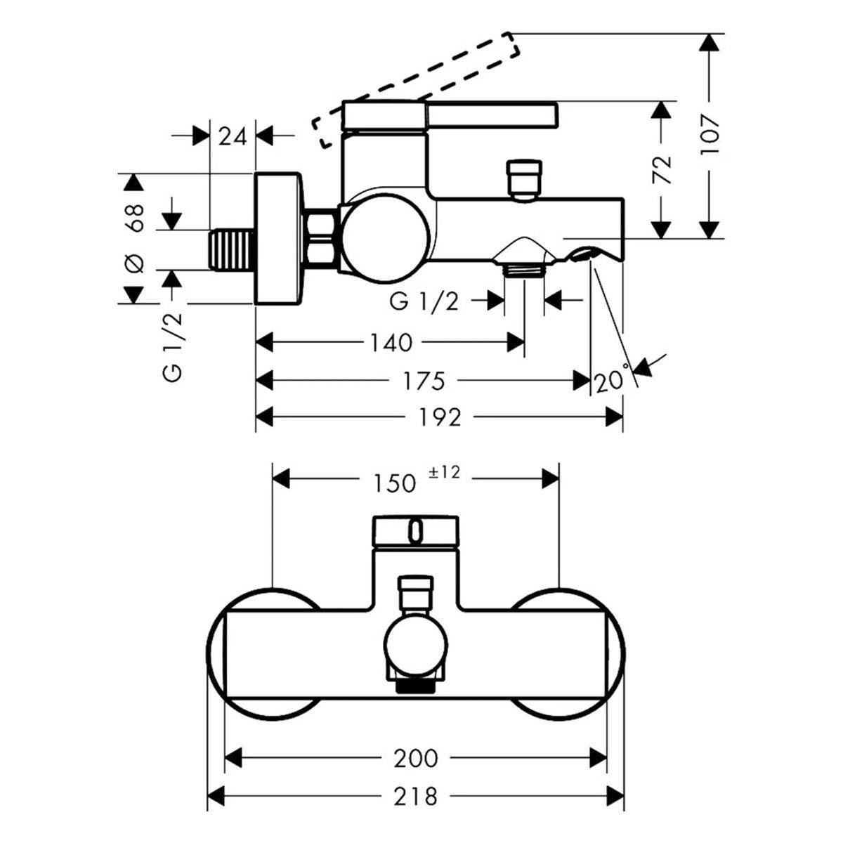 hansgrohe Zesis S Einhebel-Wannenmischer Aufputz, Mattschwarz-2
