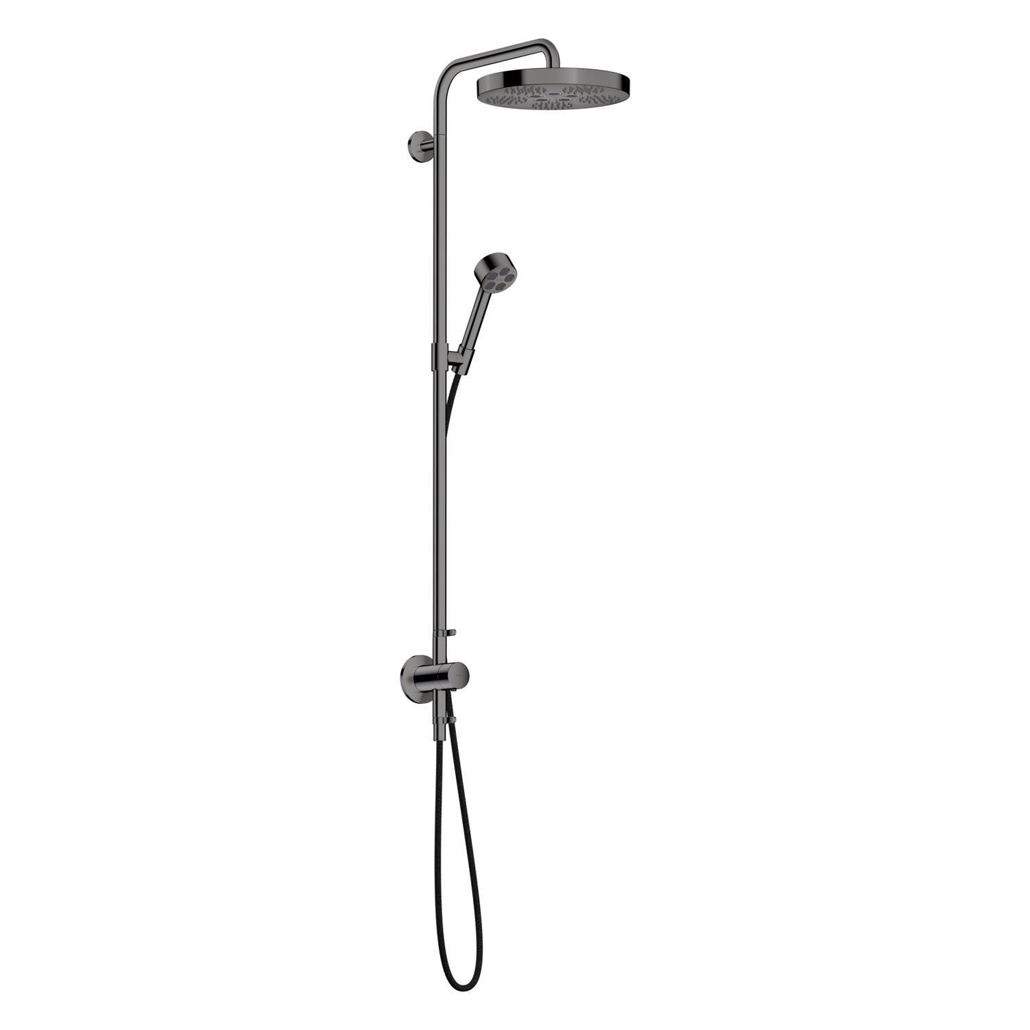 Hansgrohe AXOR One Showerpipe, Thermostat, Kopfbrause 280mm, 8,6l/min, 1jet EcoSmart Unterputz, Polished Black Chrome-0