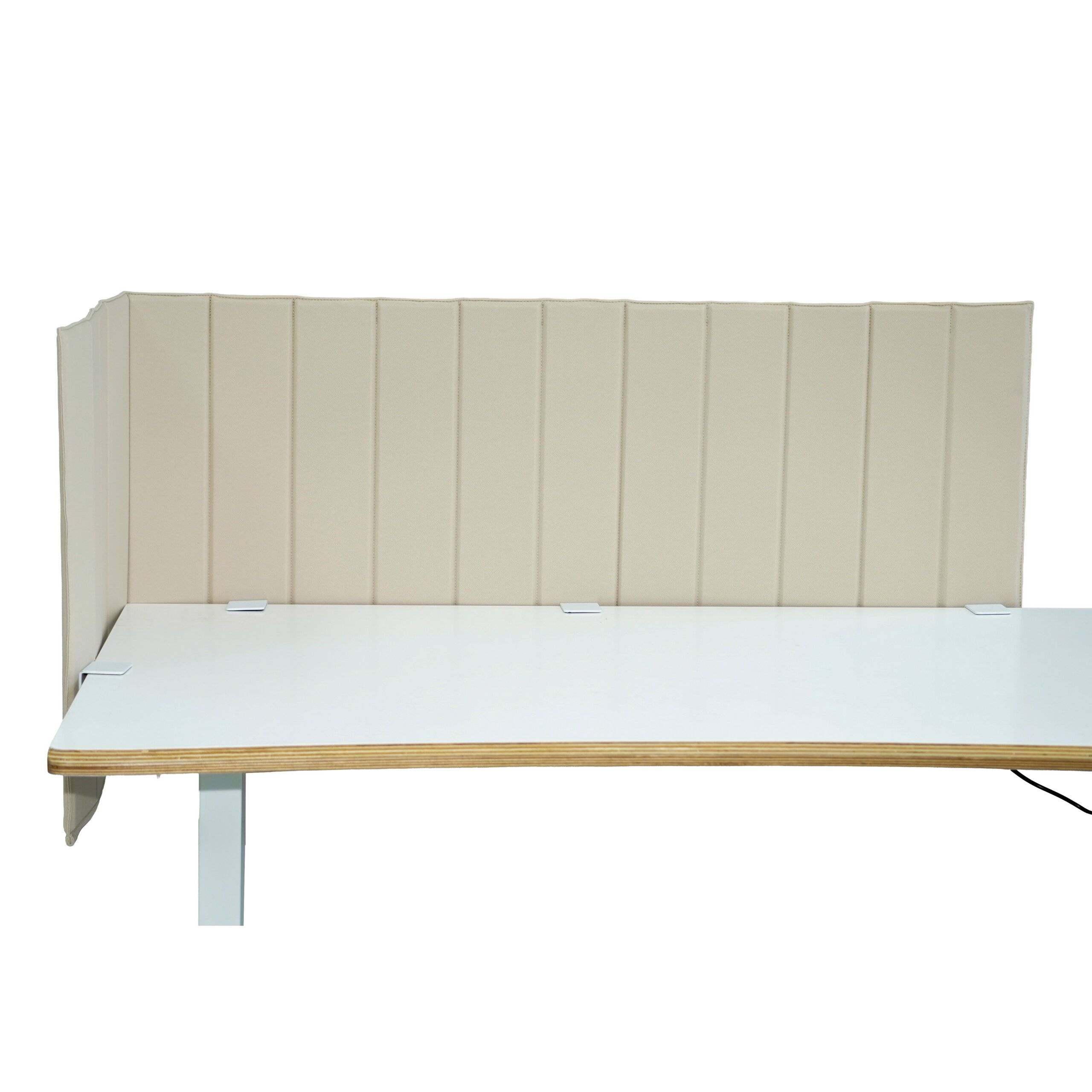 Akustik Tischtrennwand Flexmiut Roll 160 cm rollbar mit Steppung Stoff beige hjh OFFICE-0