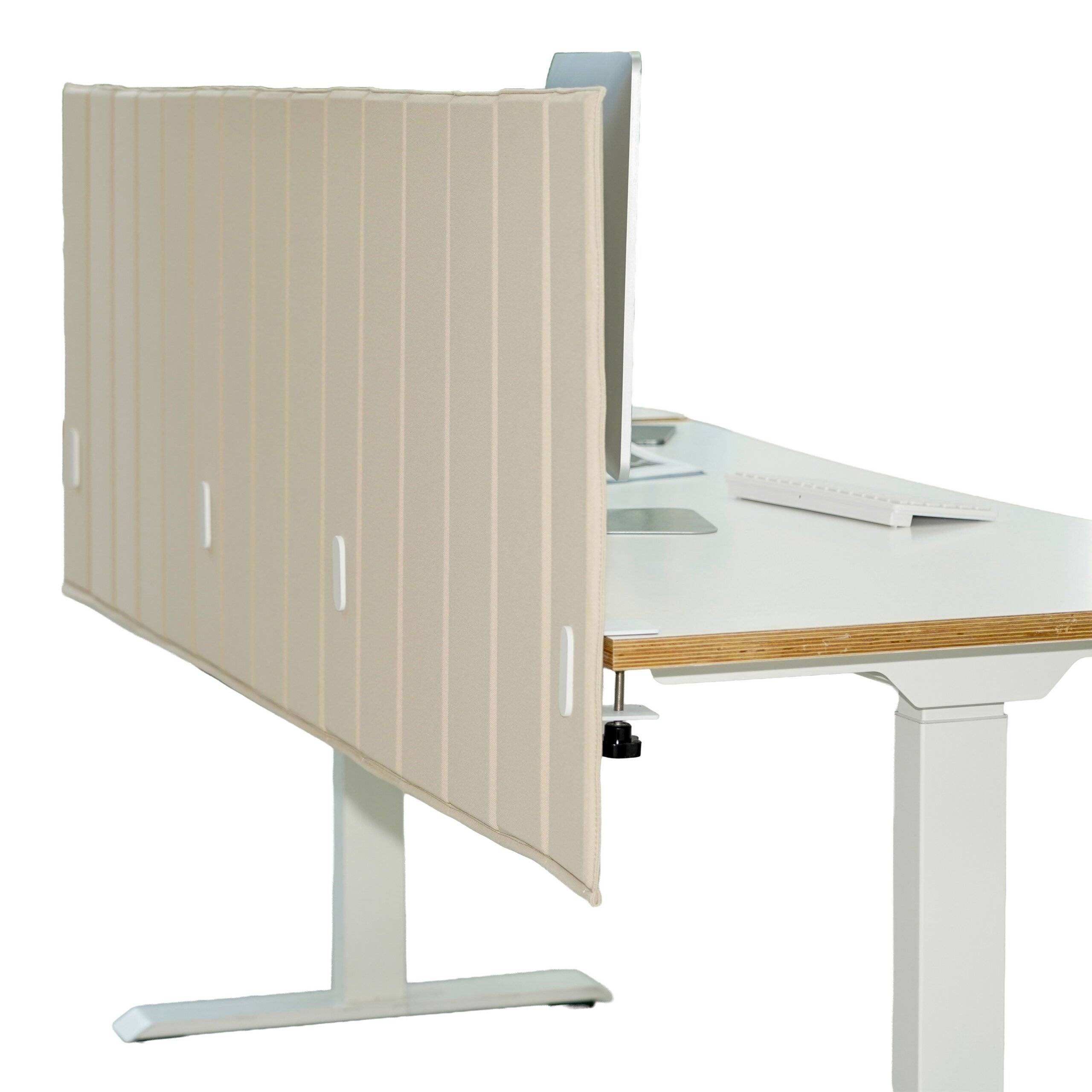 Akustik Tischtrennwand Flexmiut Roll 160 cm rollbar mit Steppung Stoff beige hjh OFFICE-1
