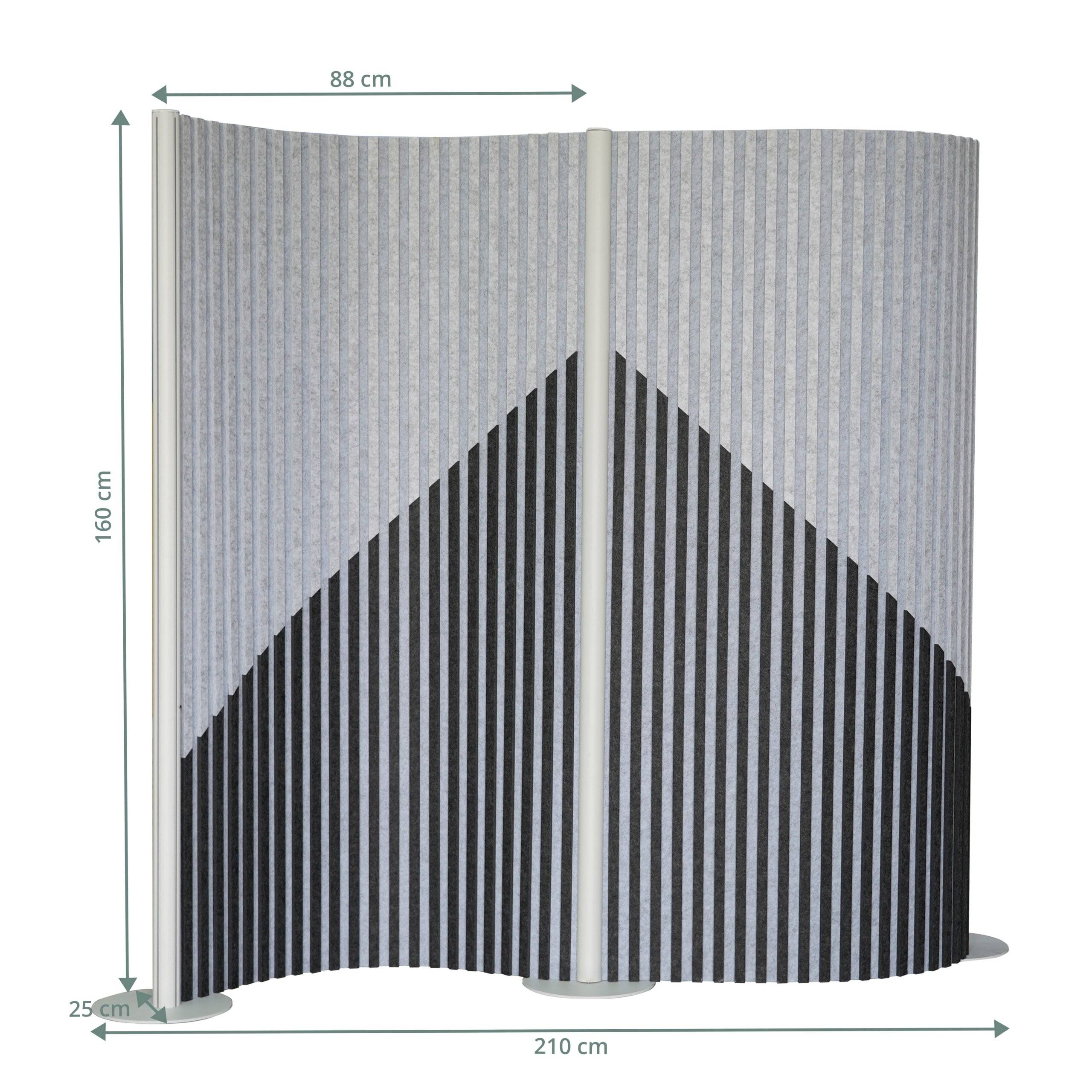 Akustik Trennwand Stellwand Flexmiut Wave rollbar 211x160 PET grau hjh OFFICE-5