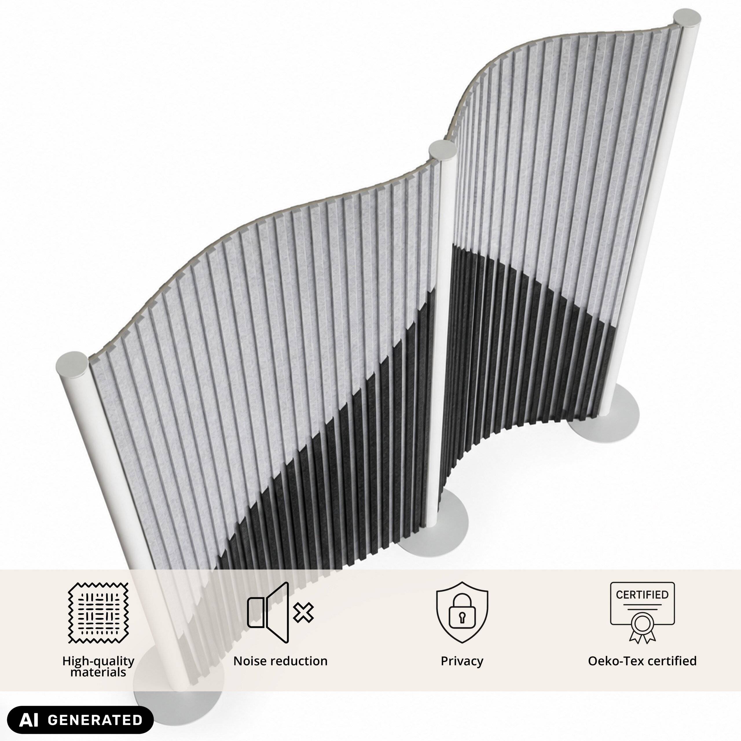 Akustik Trennwand Stellwand Flexmiut Wave rollbar 211x160 PET grau hjh OFFICE-2