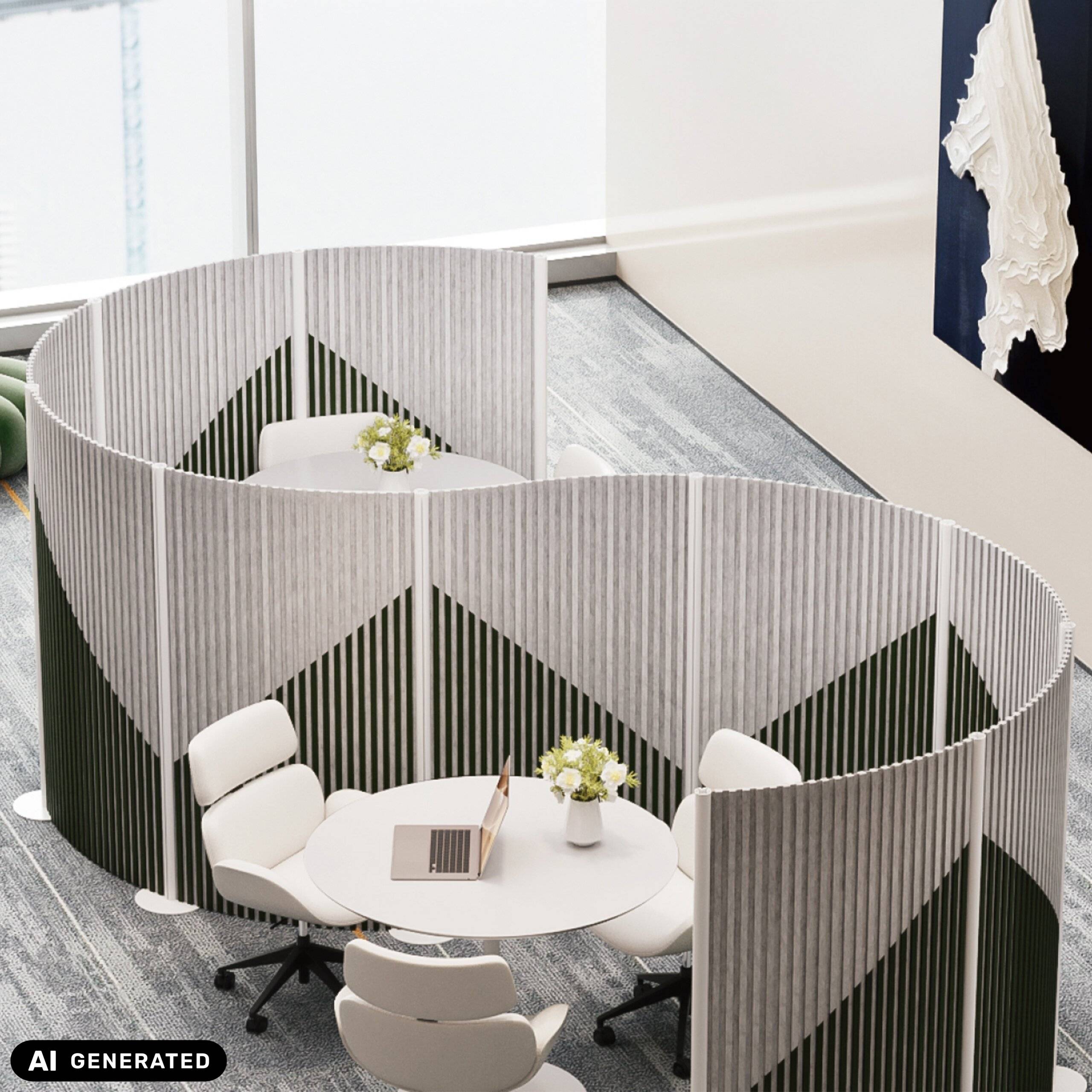 Akustik Trennwand Stellwand Flexmiut Wave rollbar 211x160 PET grau hjh OFFICE-3