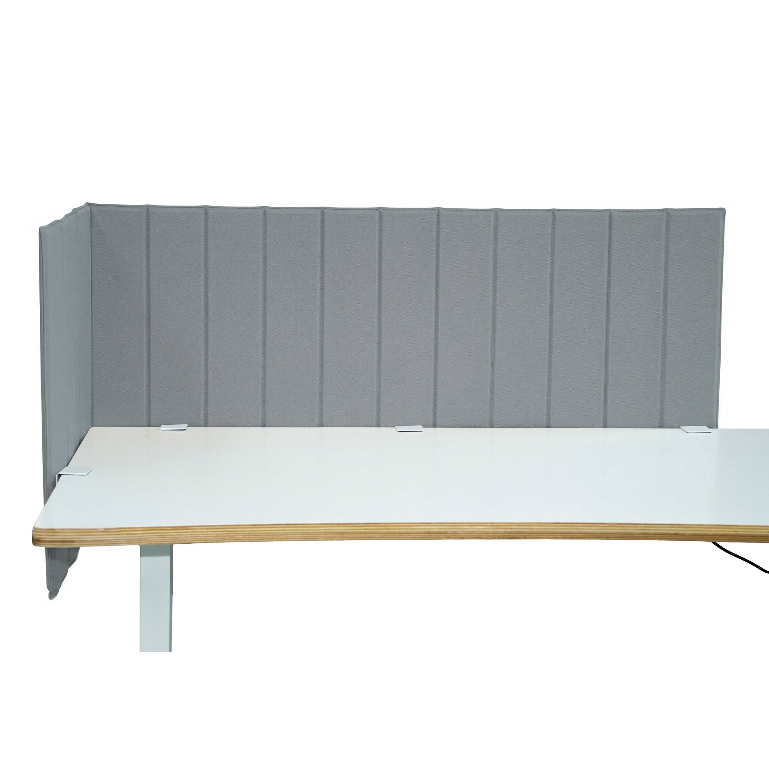 Akustik Tischtrennwand Flexmiut Roll 160 cm rollbar mit Steppung Stoff hellgrau hjh OFFICE