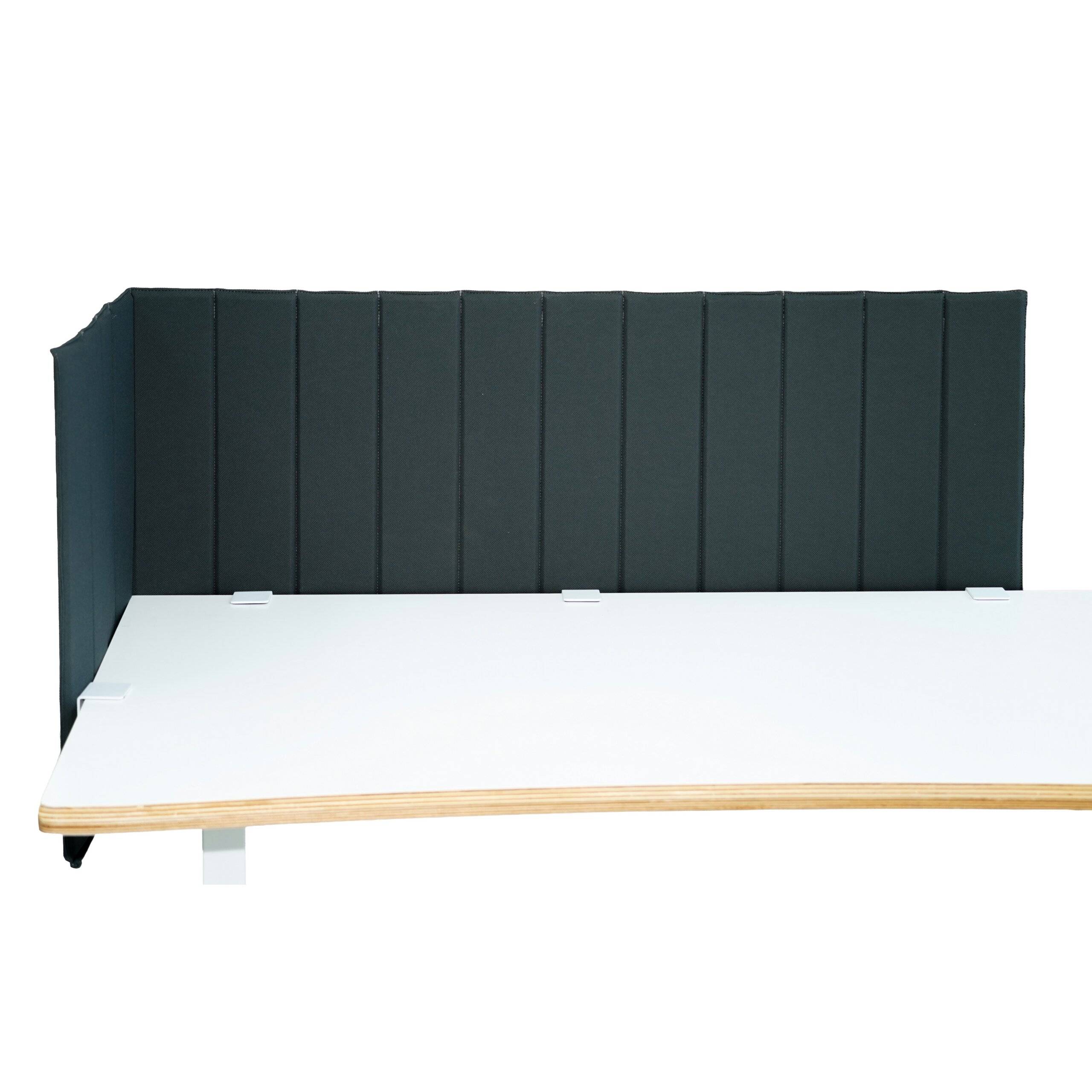 Akustik Tischtrennwand Flexmiut Roll 160 cm rollbar mit Steppung Stoff dunkelgrau hjh OFFICE