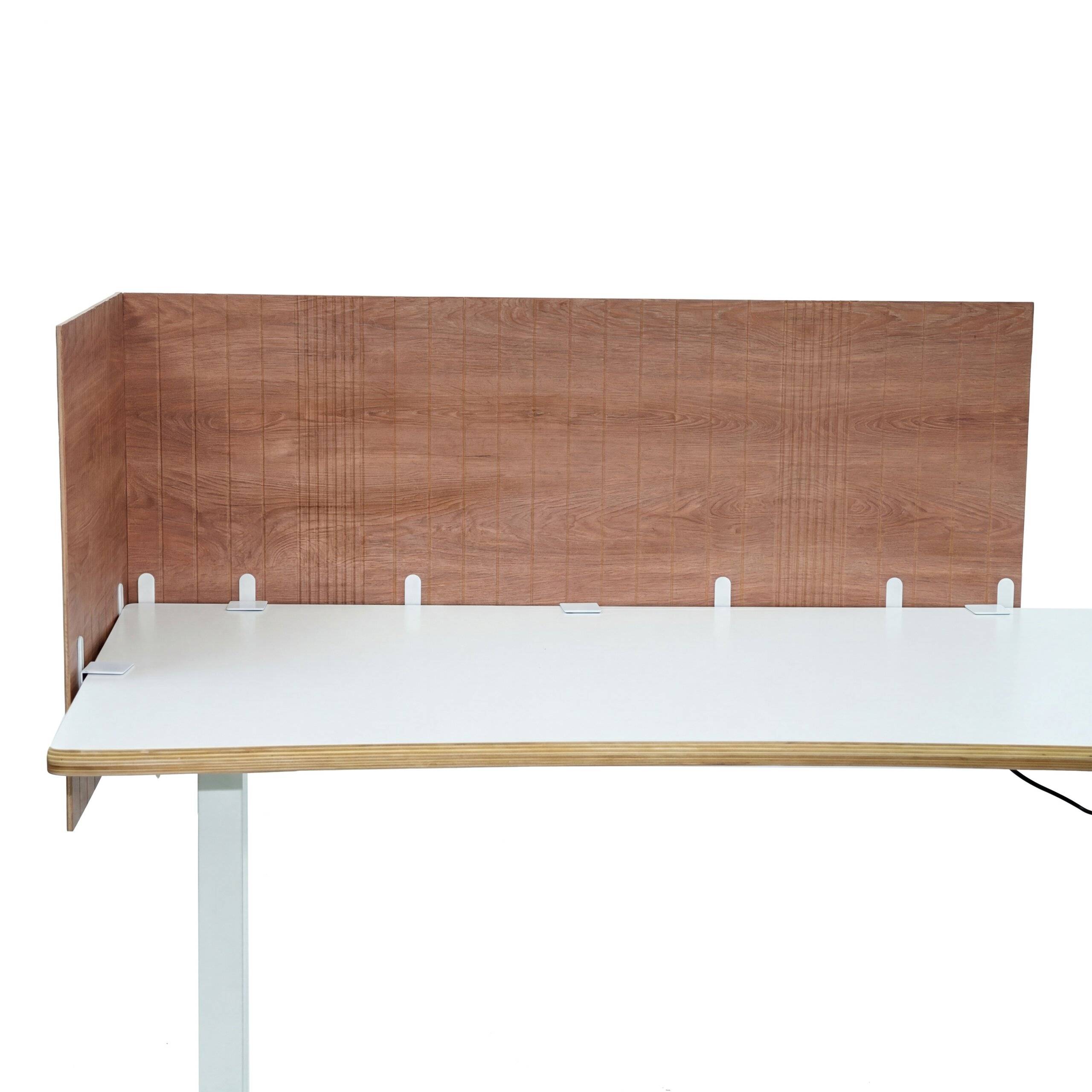 Akustik Tischtrennwand Flexmiut Roll W 160 cm rollbar mit Holzprint braun hjh OFFICE-0