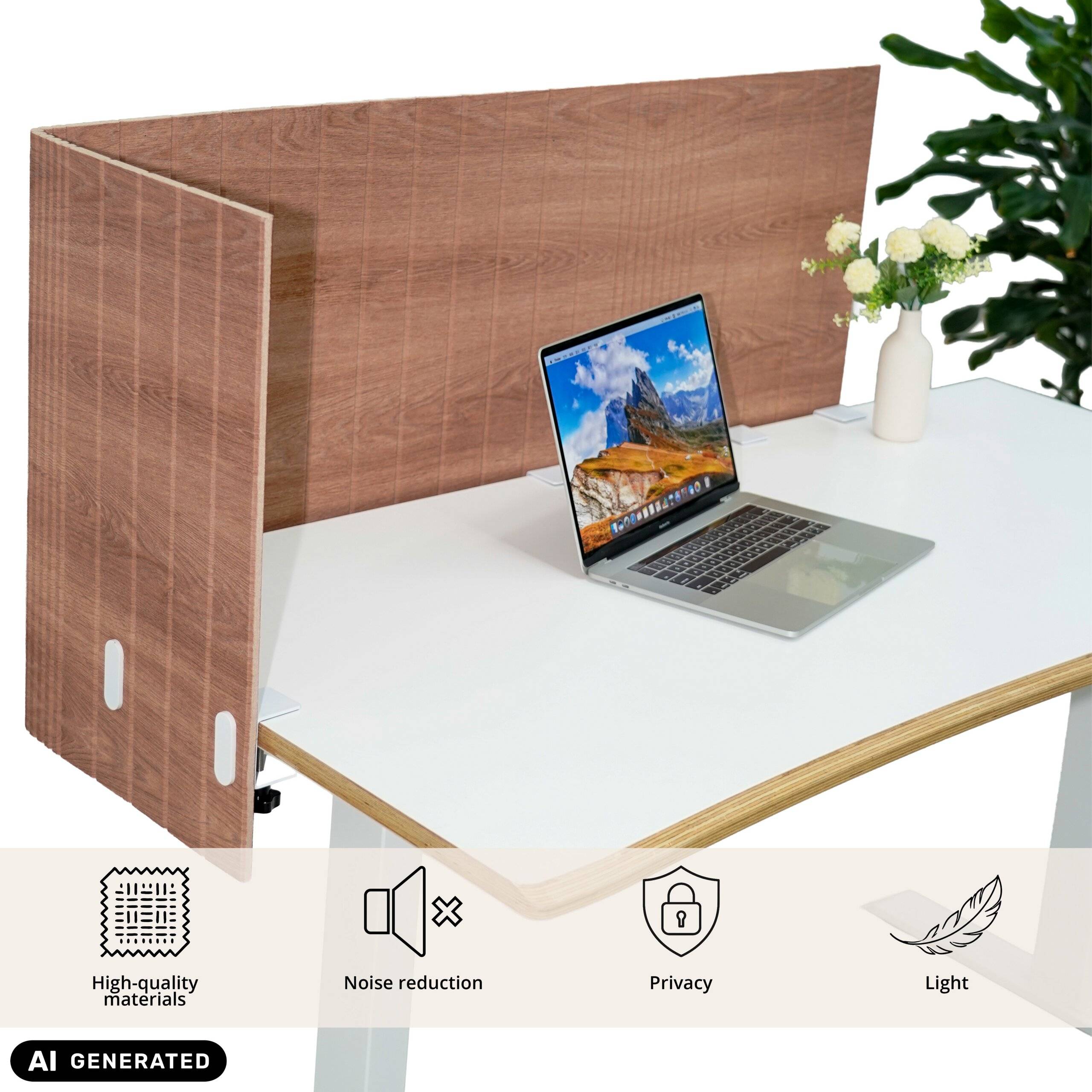 Akustik Tischtrennwand Flexmiut Roll W 160 cm rollbar mit Holzprint braun hjh OFFICE-3